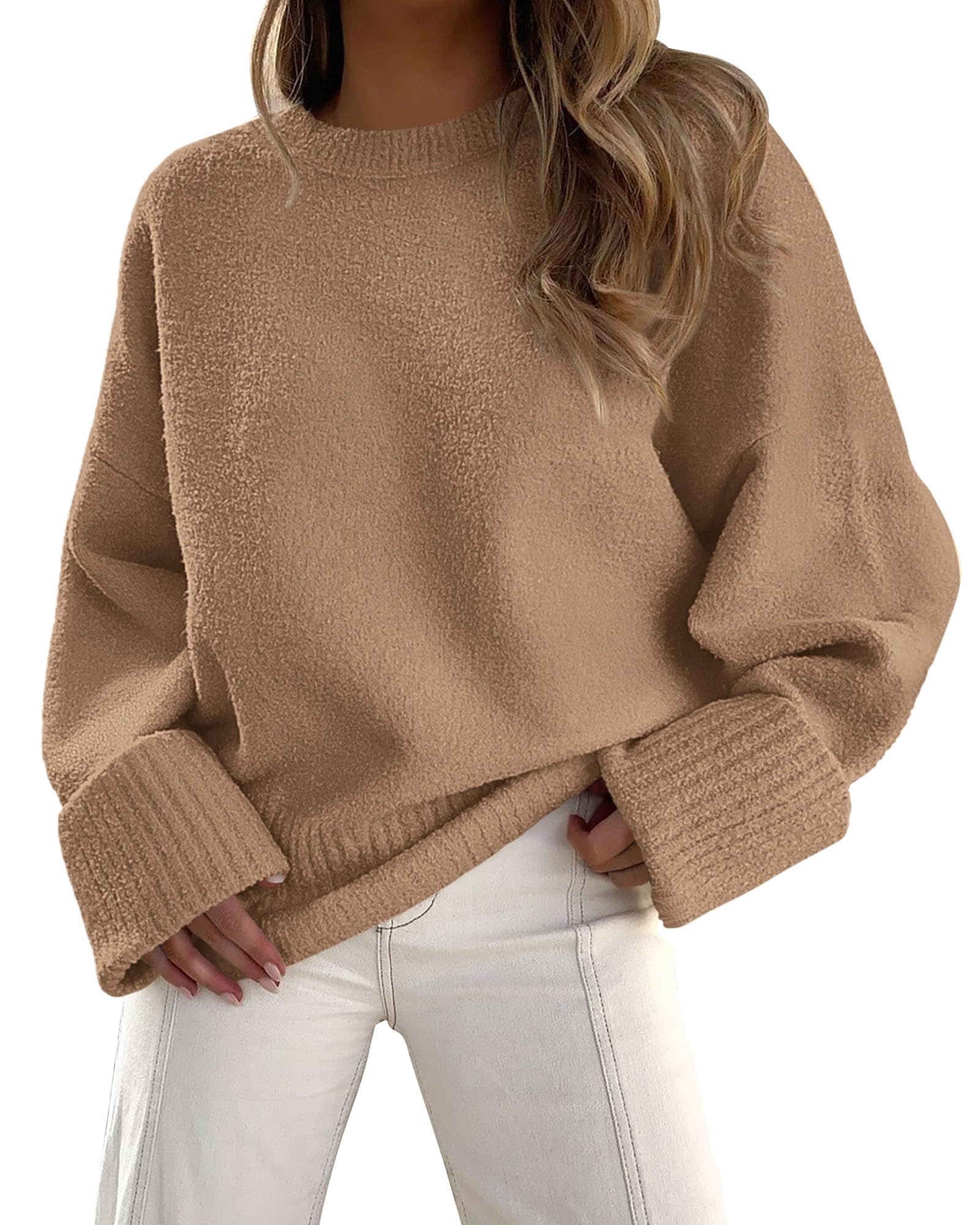 Women's Fall Fashion Cozy Oversized Sweaters(Khaki,XS)