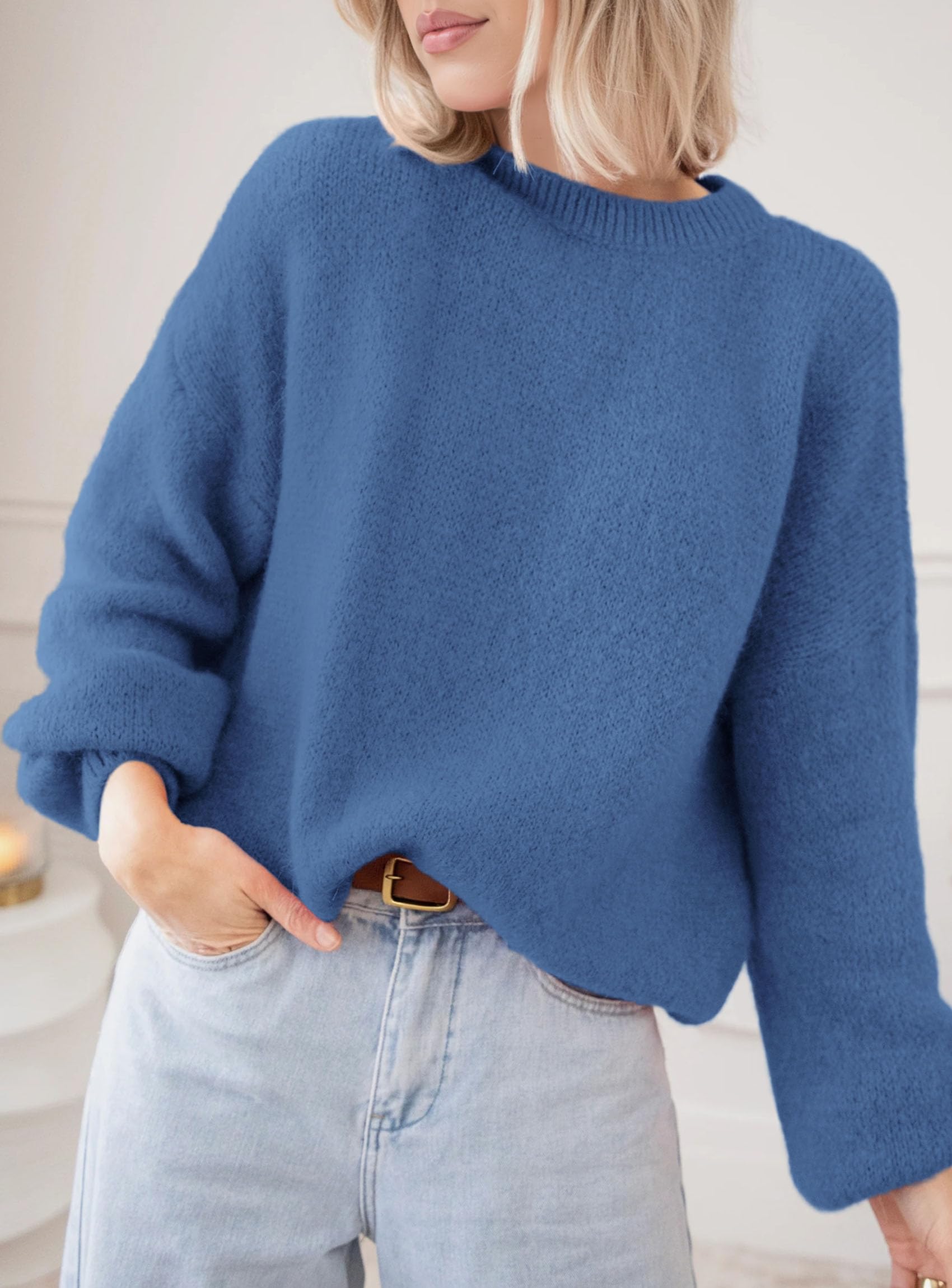 Women's Fall Oversized Holiday Sweaters (Blue,S)