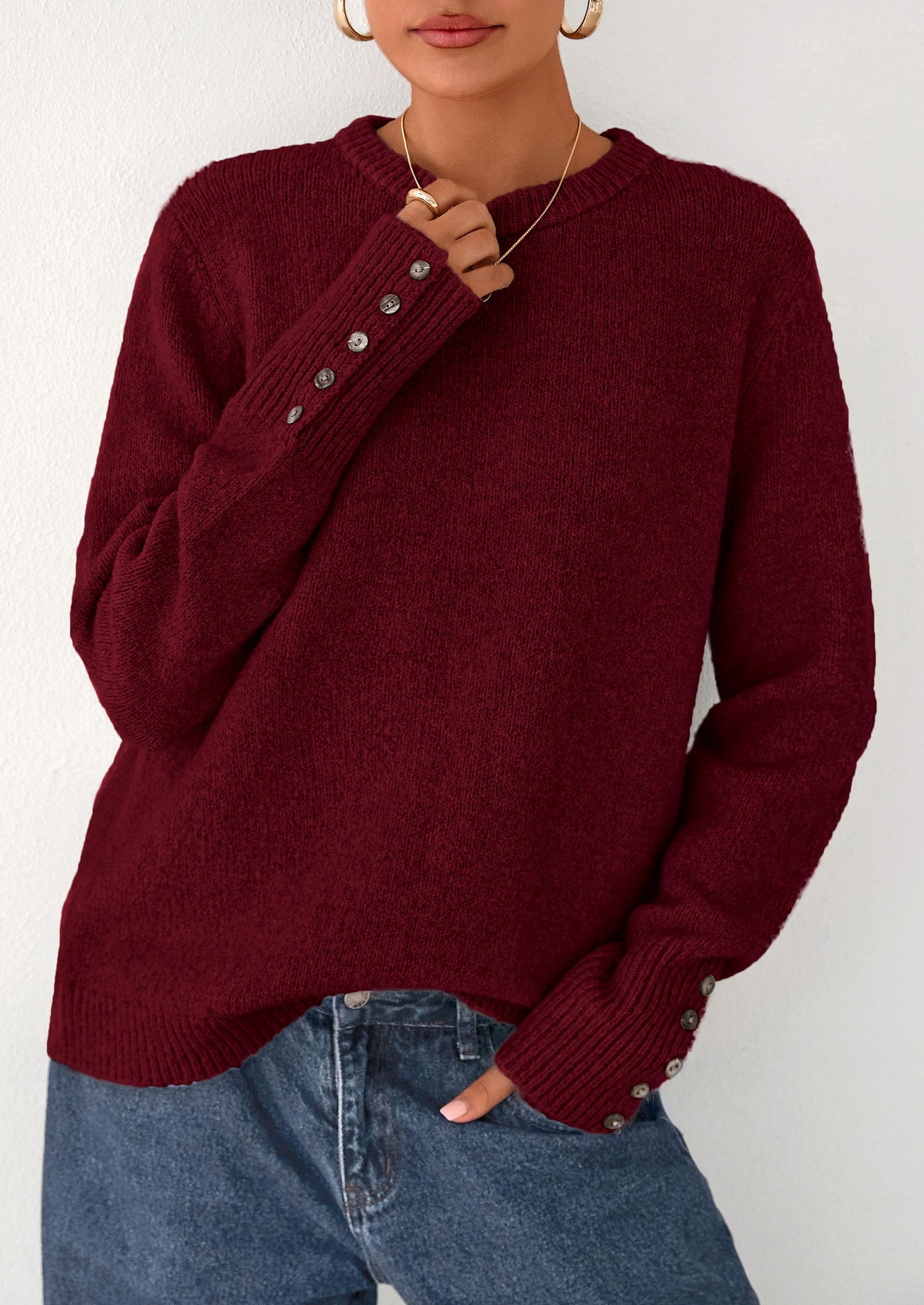 Fall Sweaters for Women Cozy Casual Pullover Ribbed Knit Tops