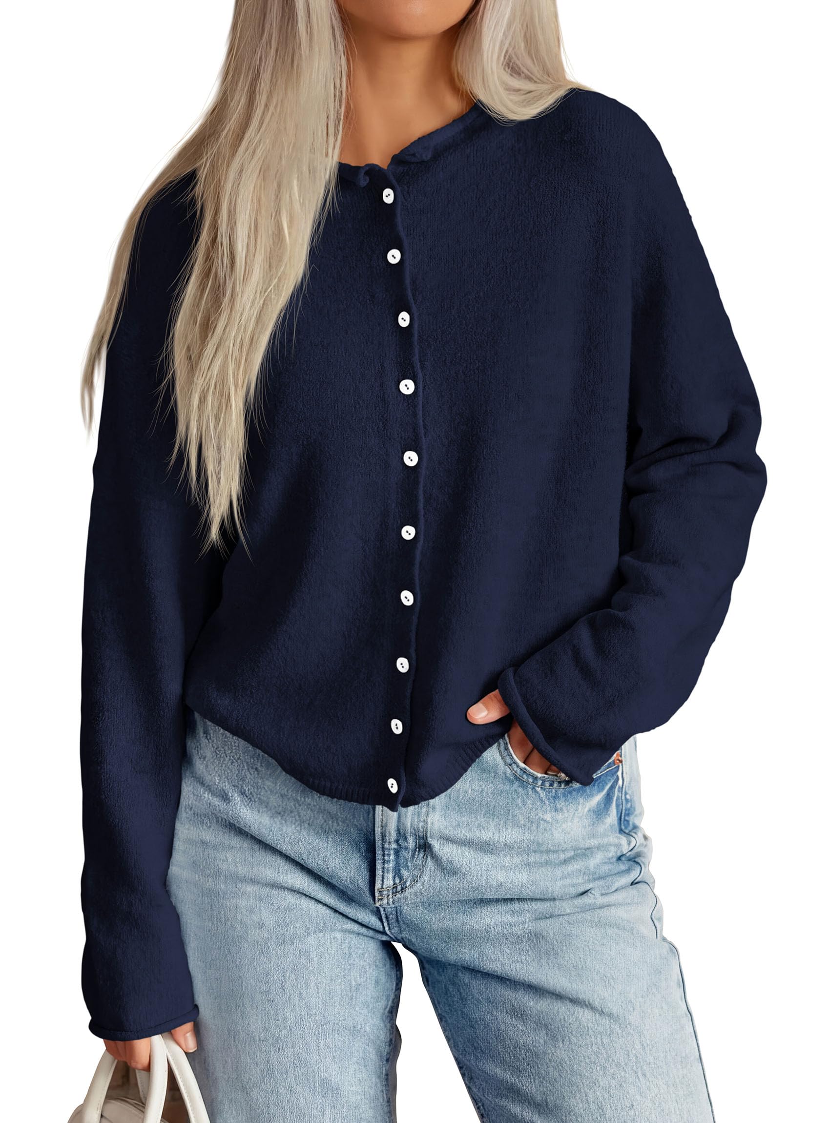 Button Up Cardigan for Women Knit Oversized Fall Sweaters