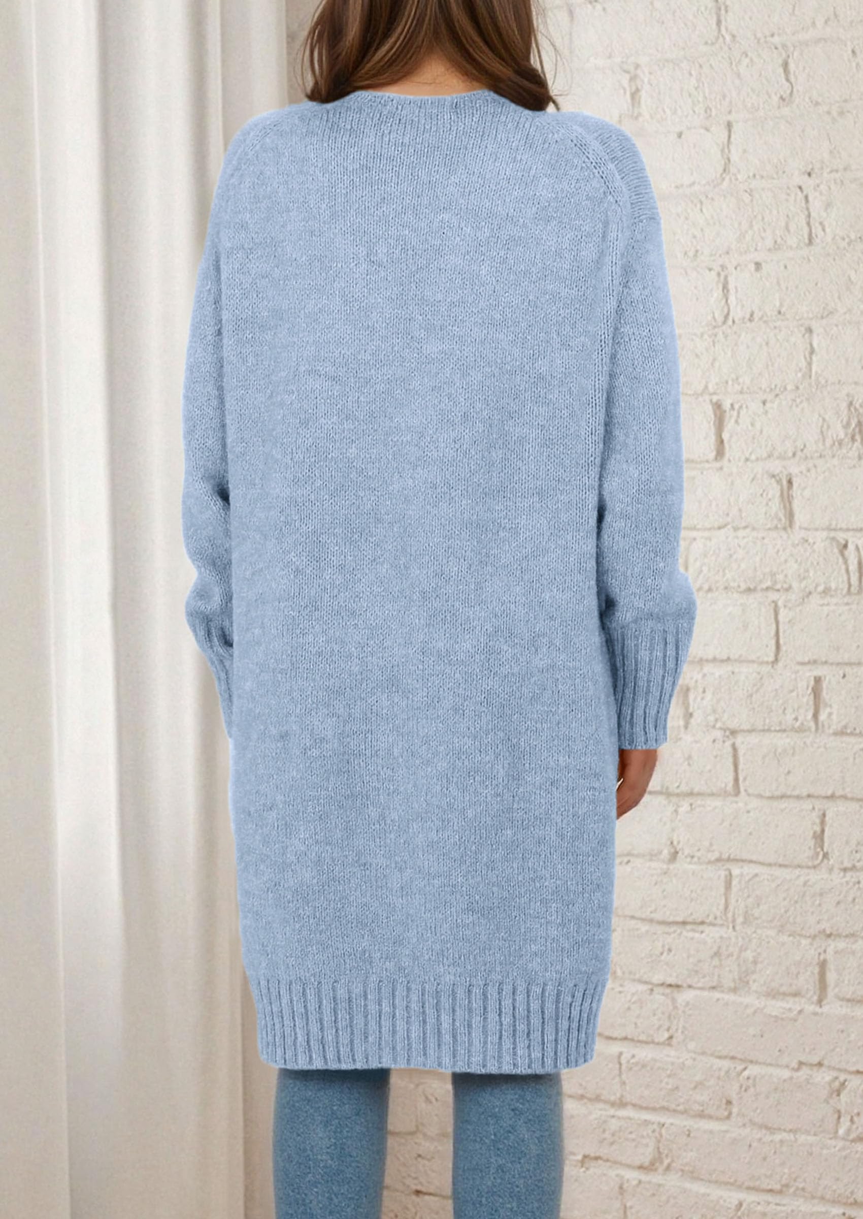 Open Front Cardigan Sweaters for Women,Blue,S