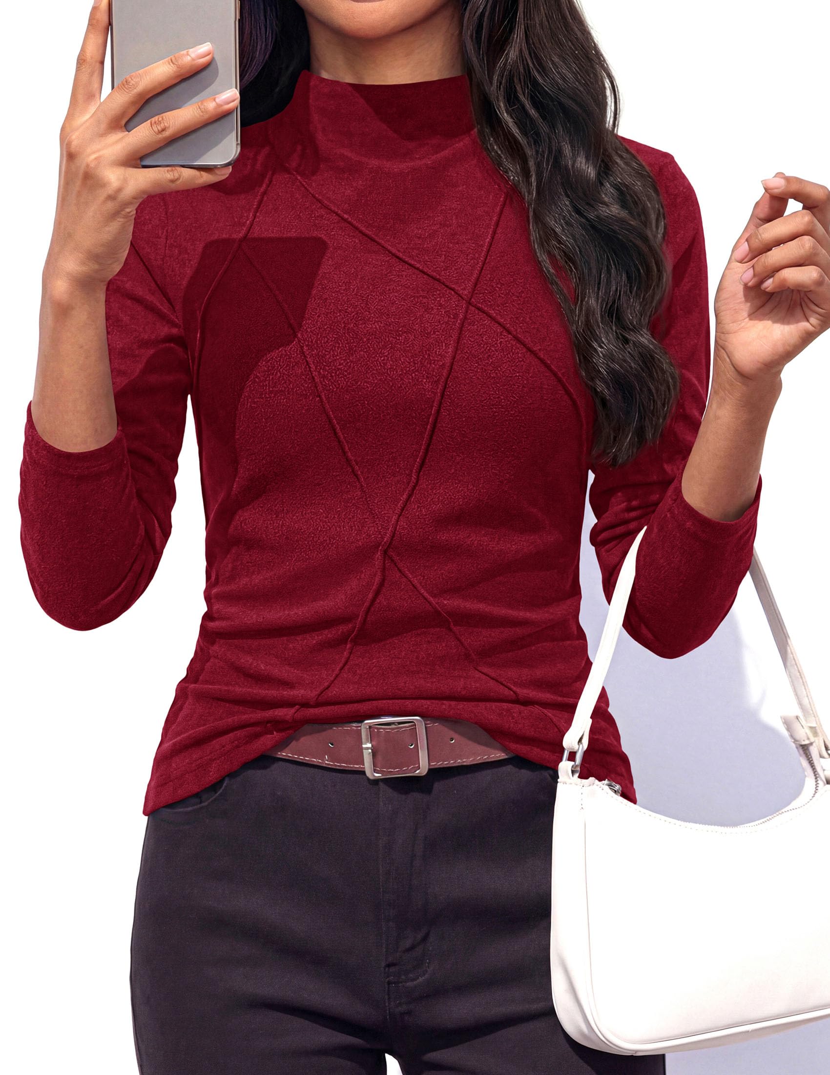 Women's Mock Neck Long Sleeve Shirts Underscrub Fall Tops
