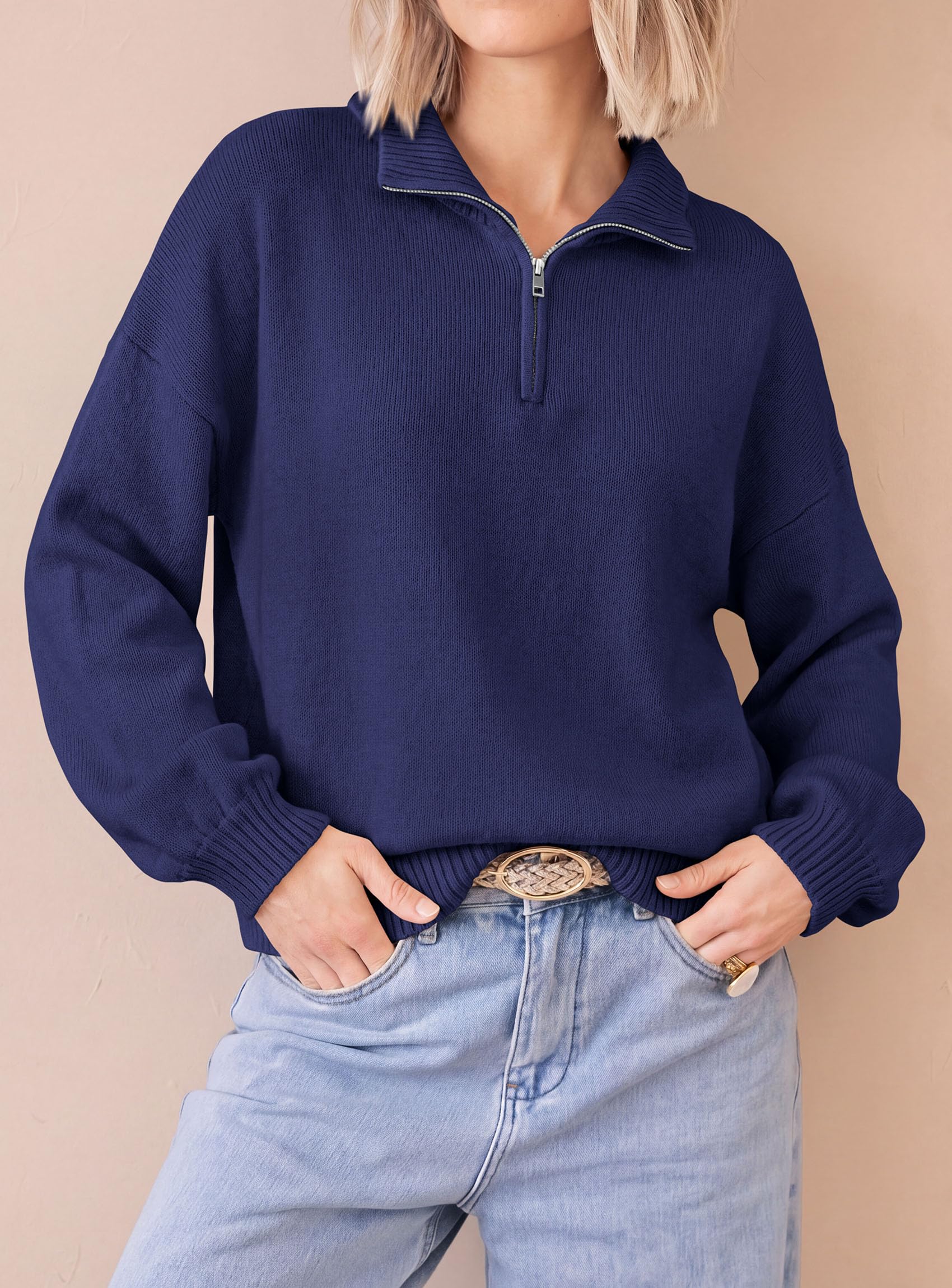 Women's Sweaters Oversized Quarter Zip Pullover Fall Outfits