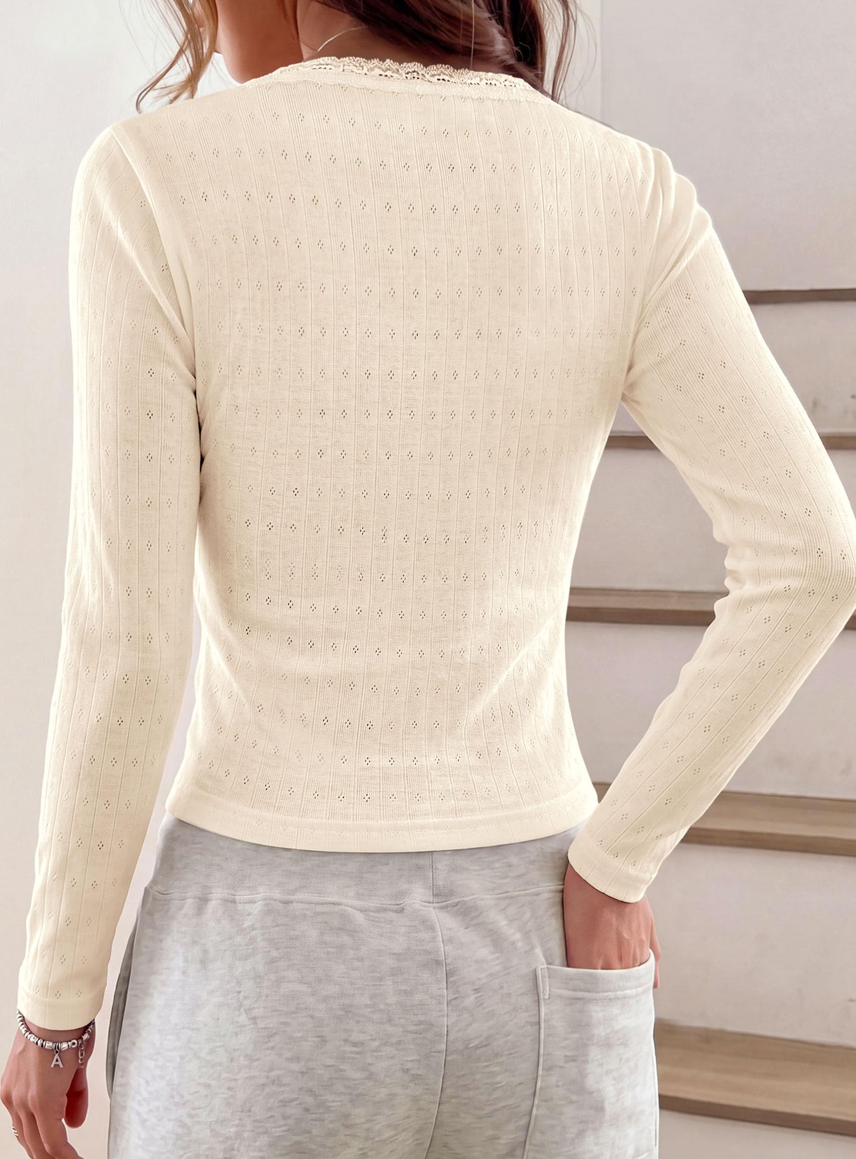 Womens Long Sleeve Henley Shirts Going Out Tops,Beige,S