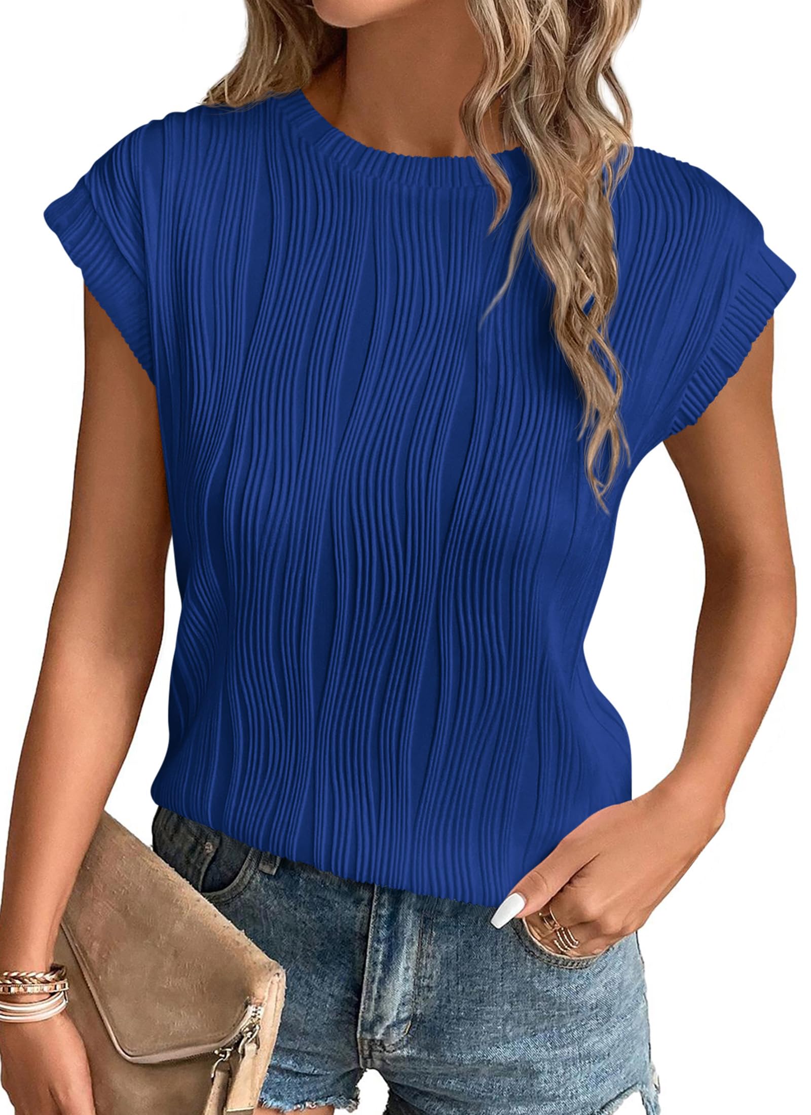 Blouses for Women Dressy Casual Summer Tops, Royal Blue,S