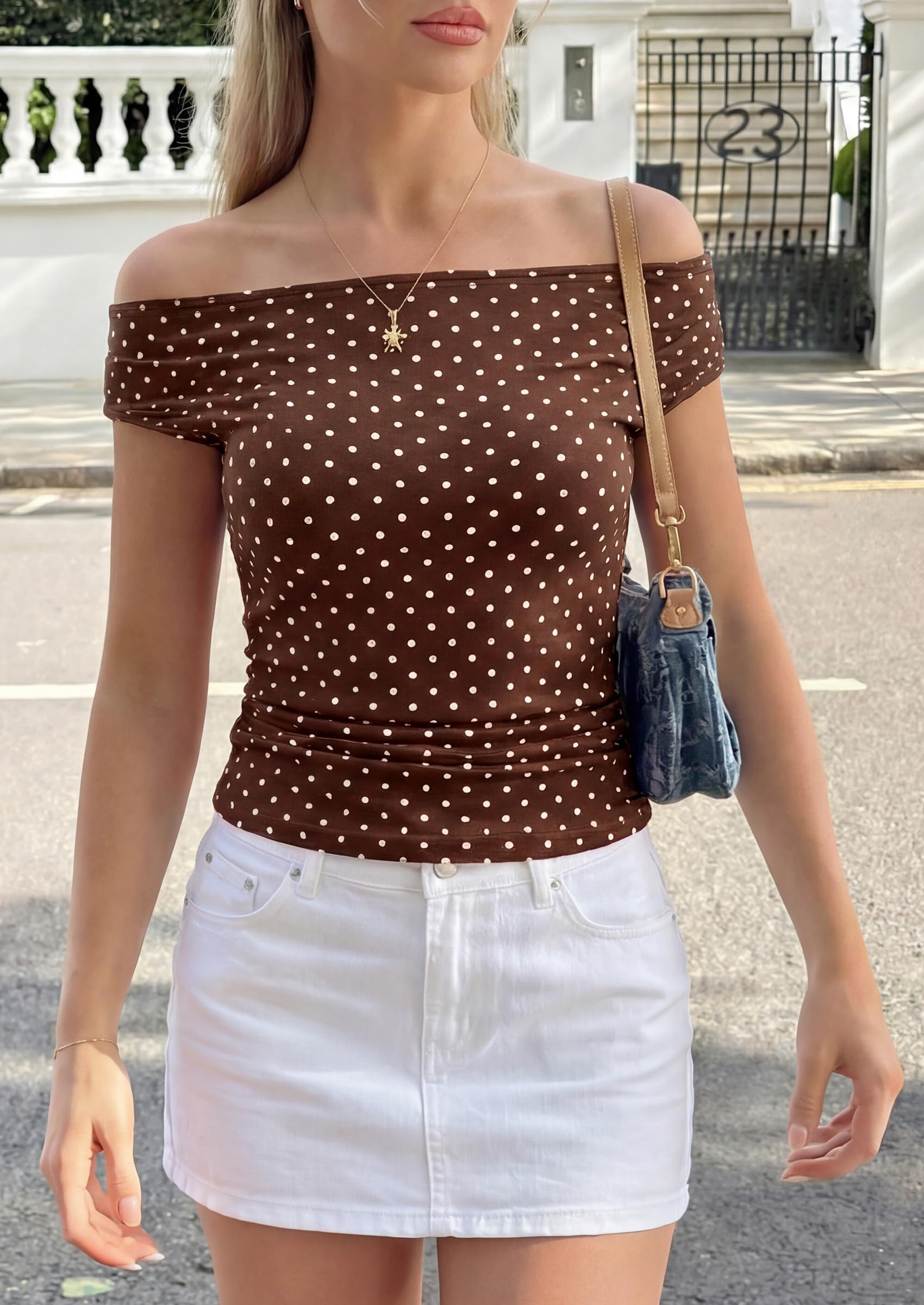 Women's Summer Off The Shoulder Tops Cute Ruched Shirts