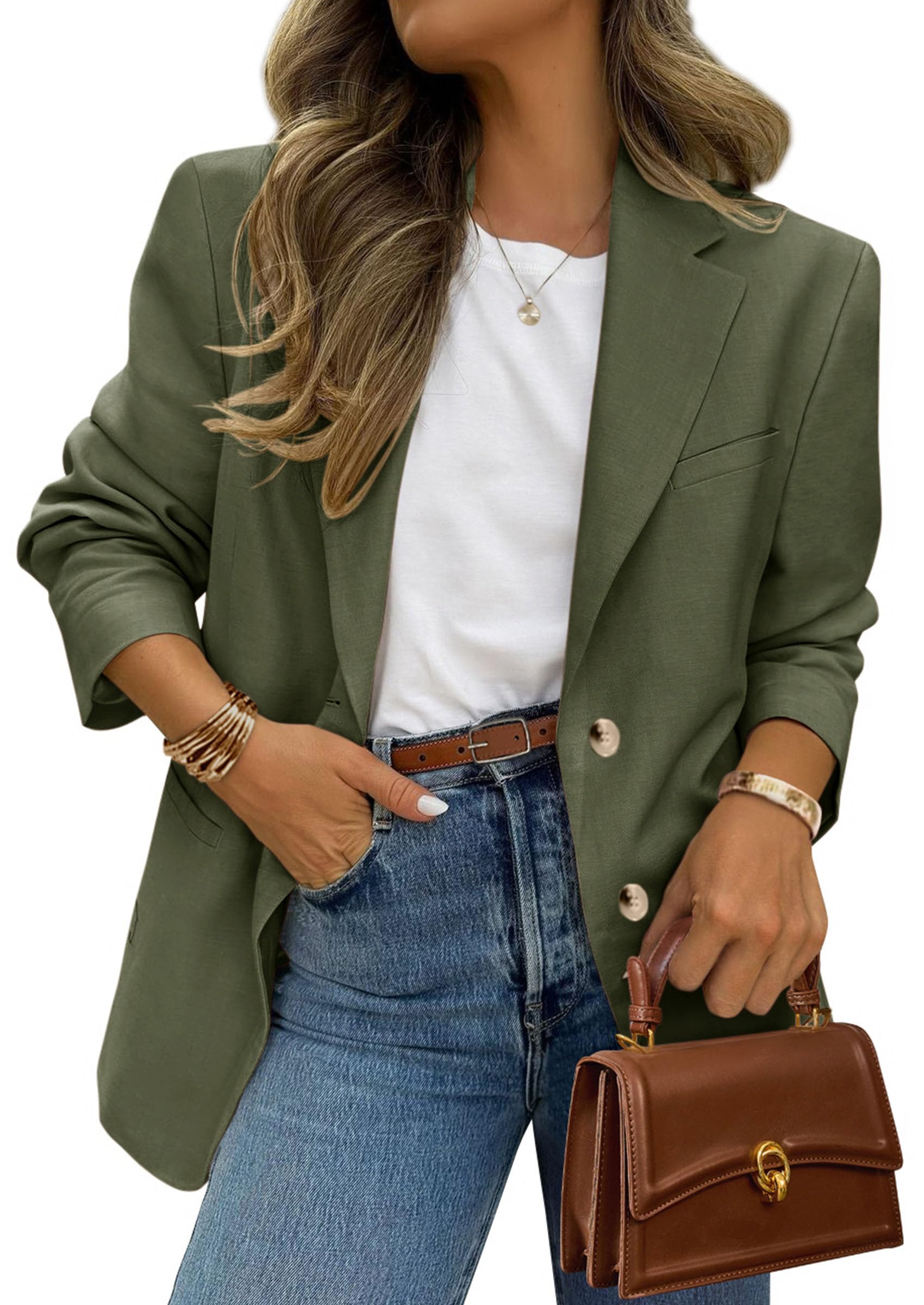 2026 Blazers for Women Business Casual,Army Green,XS