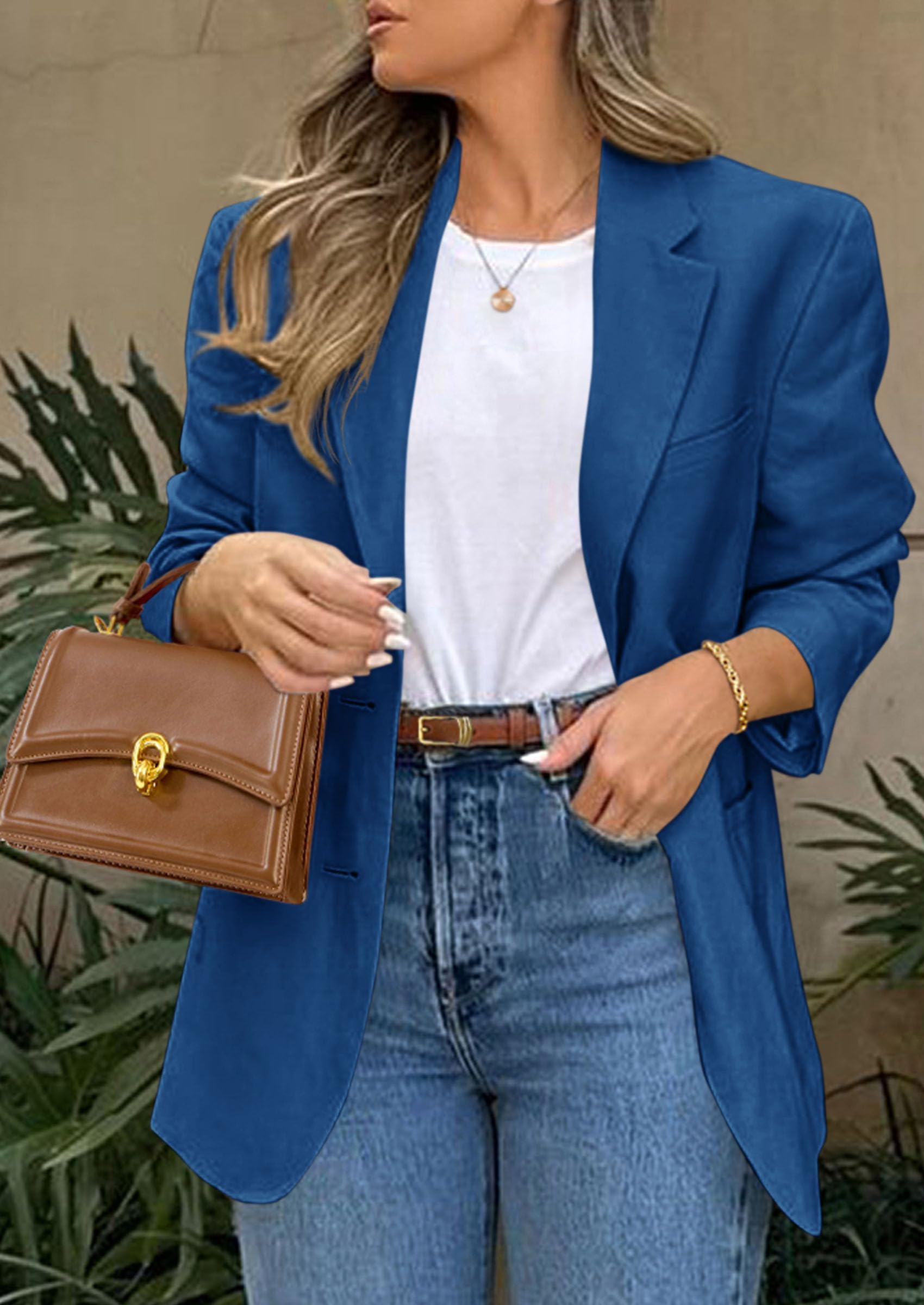 2026 Blazers for Women Business Casual,Dark Blue,XS