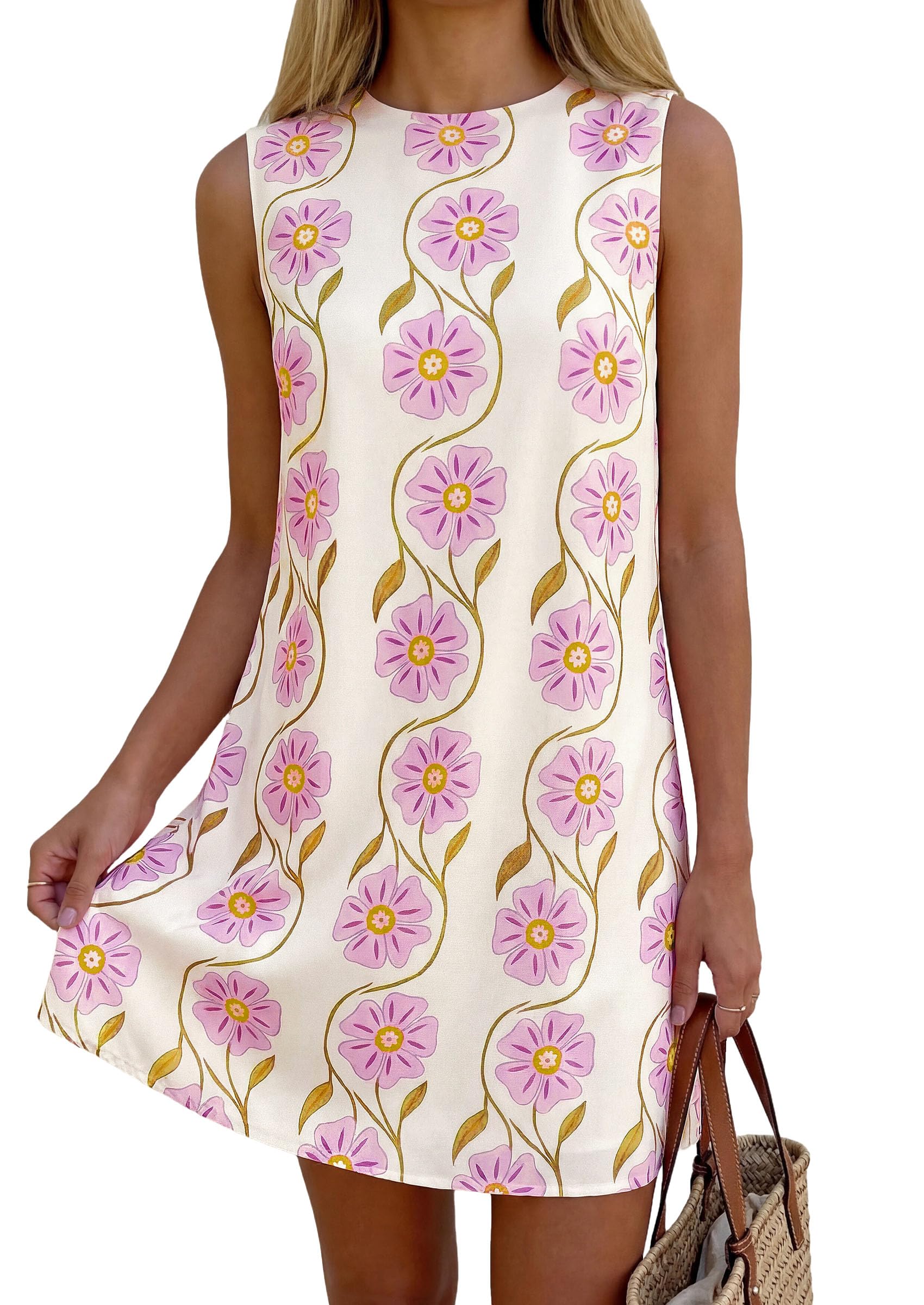 Women's Summer Floral Sundresses Sleeveless Mini Dress