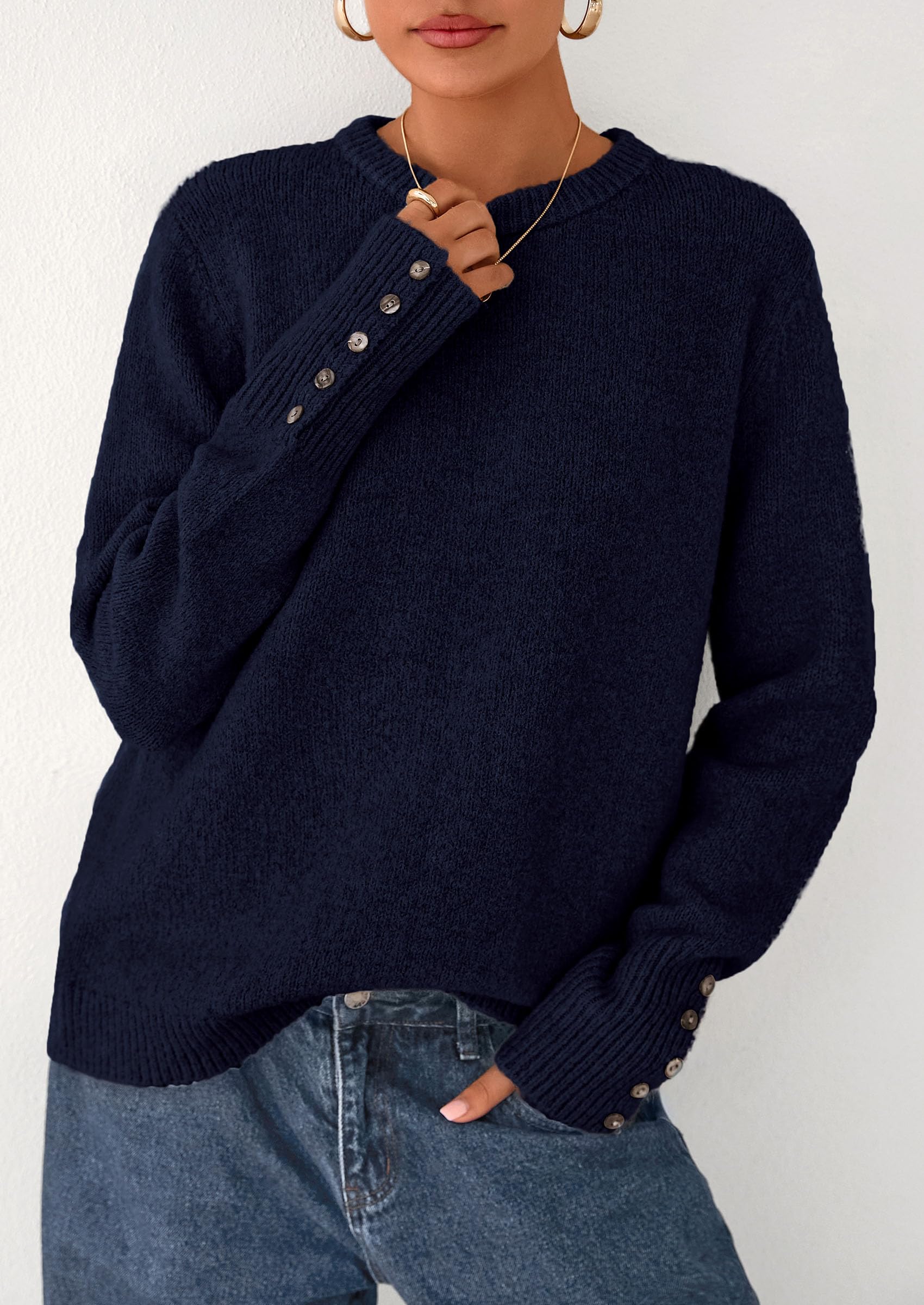 Fall Sweaters for Women Cozy Casual Pullover Ribbed Knit Tops