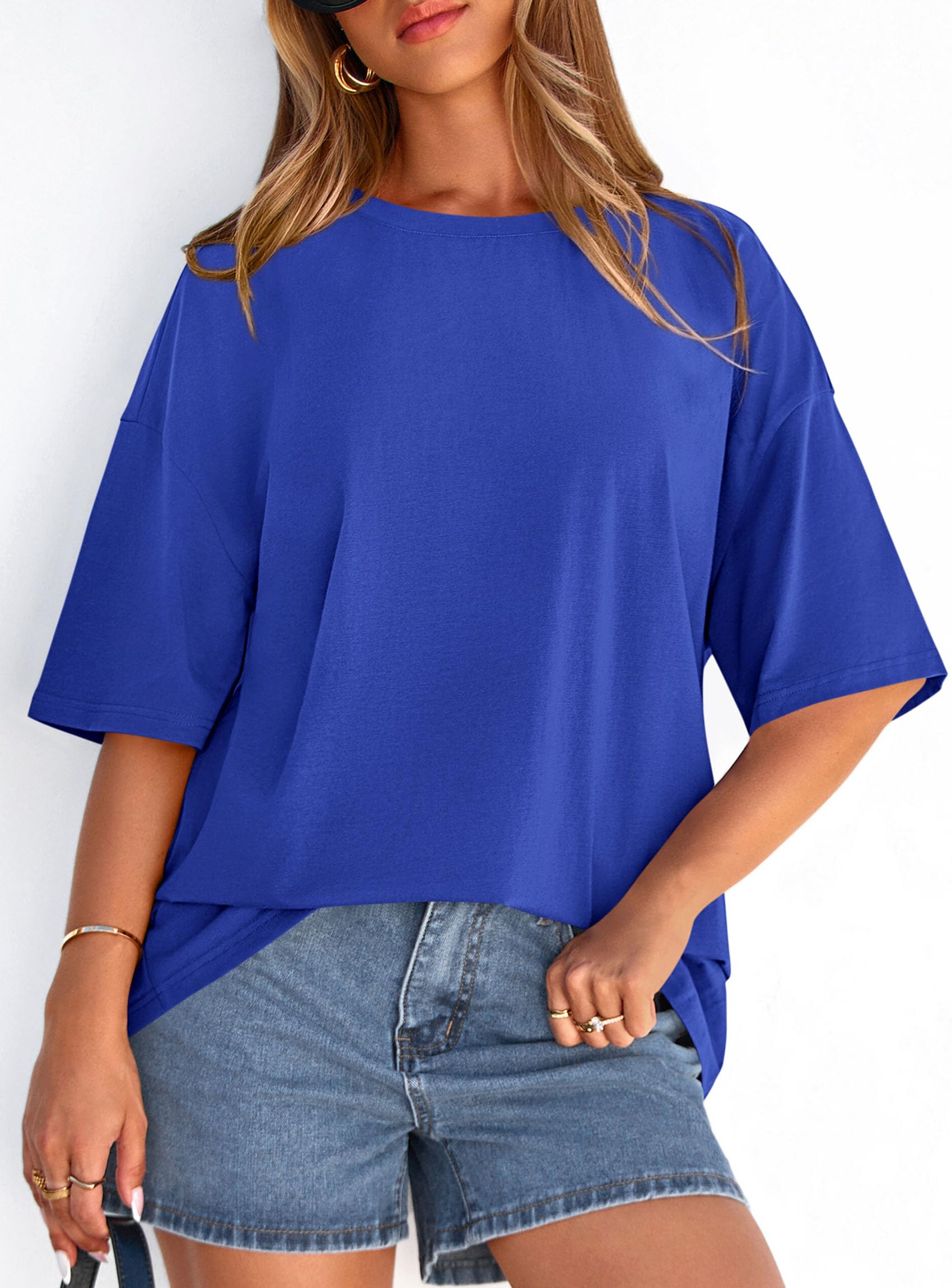 Women's Oversized Tshirts Going Out Tops (Royal Blue,S)