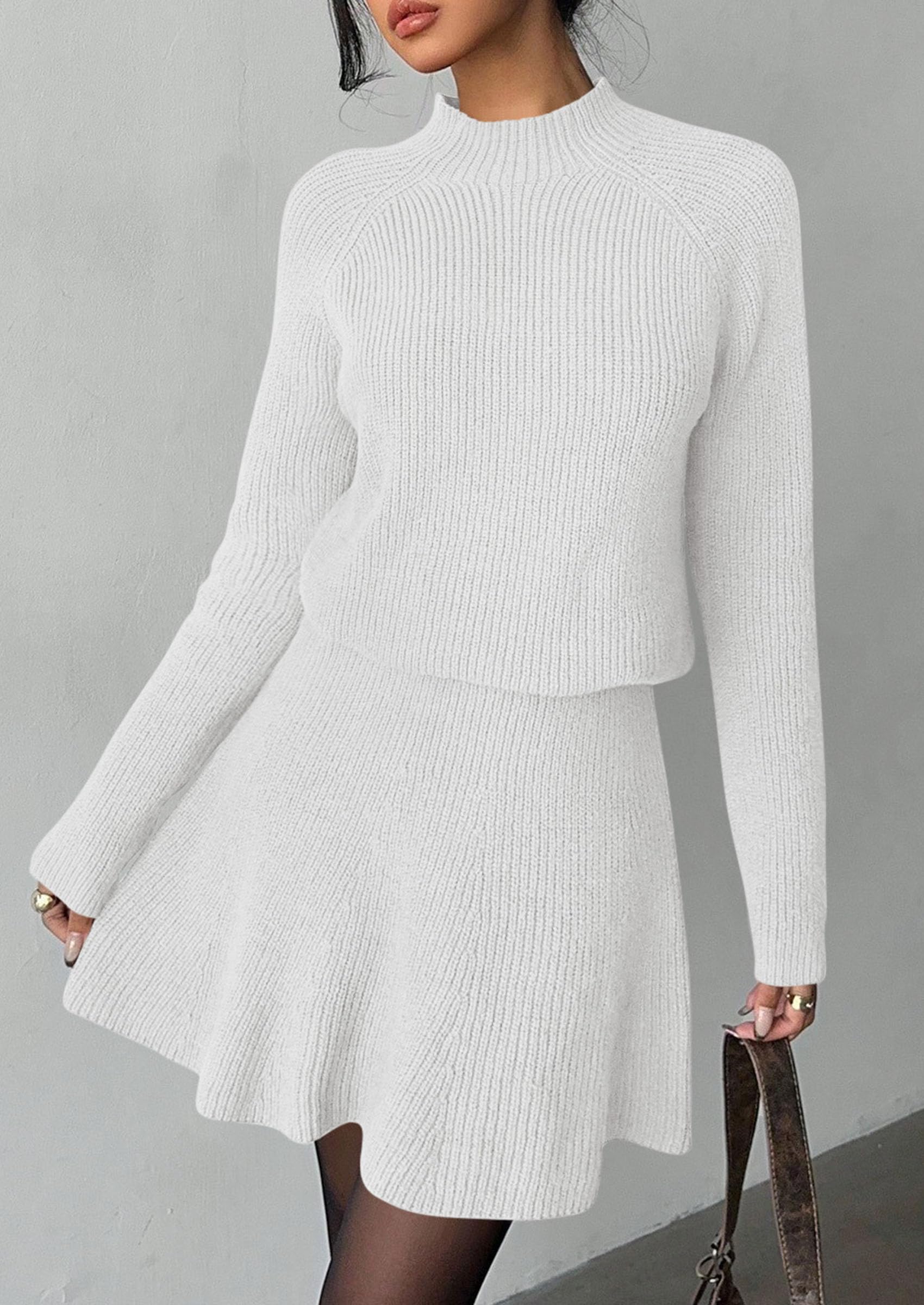 Women's Fall 2 Piece Outfits Matching Sweater Skirt Sets