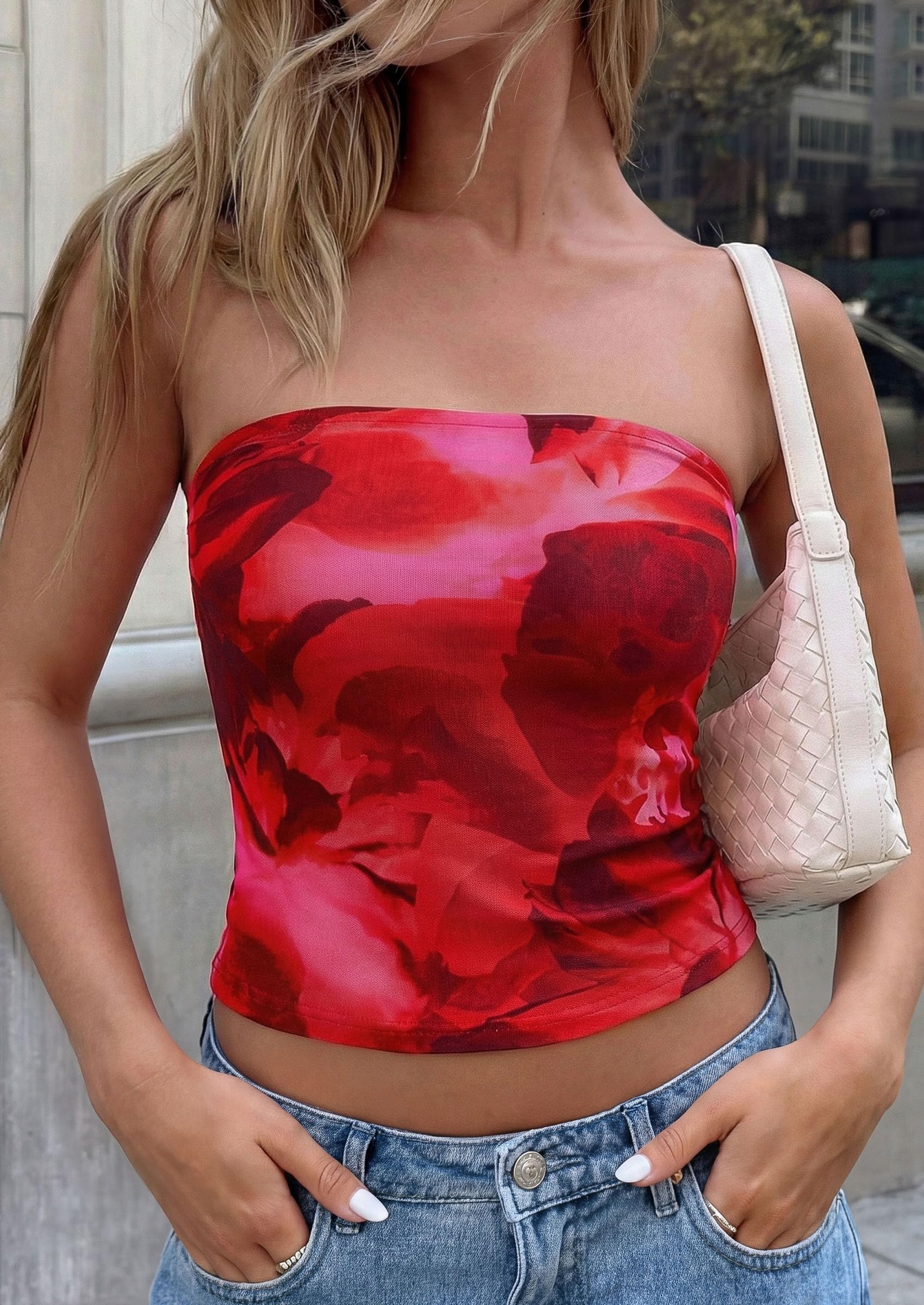 Tube Tops for Women Summer Floral Going Out Vacation Outfits