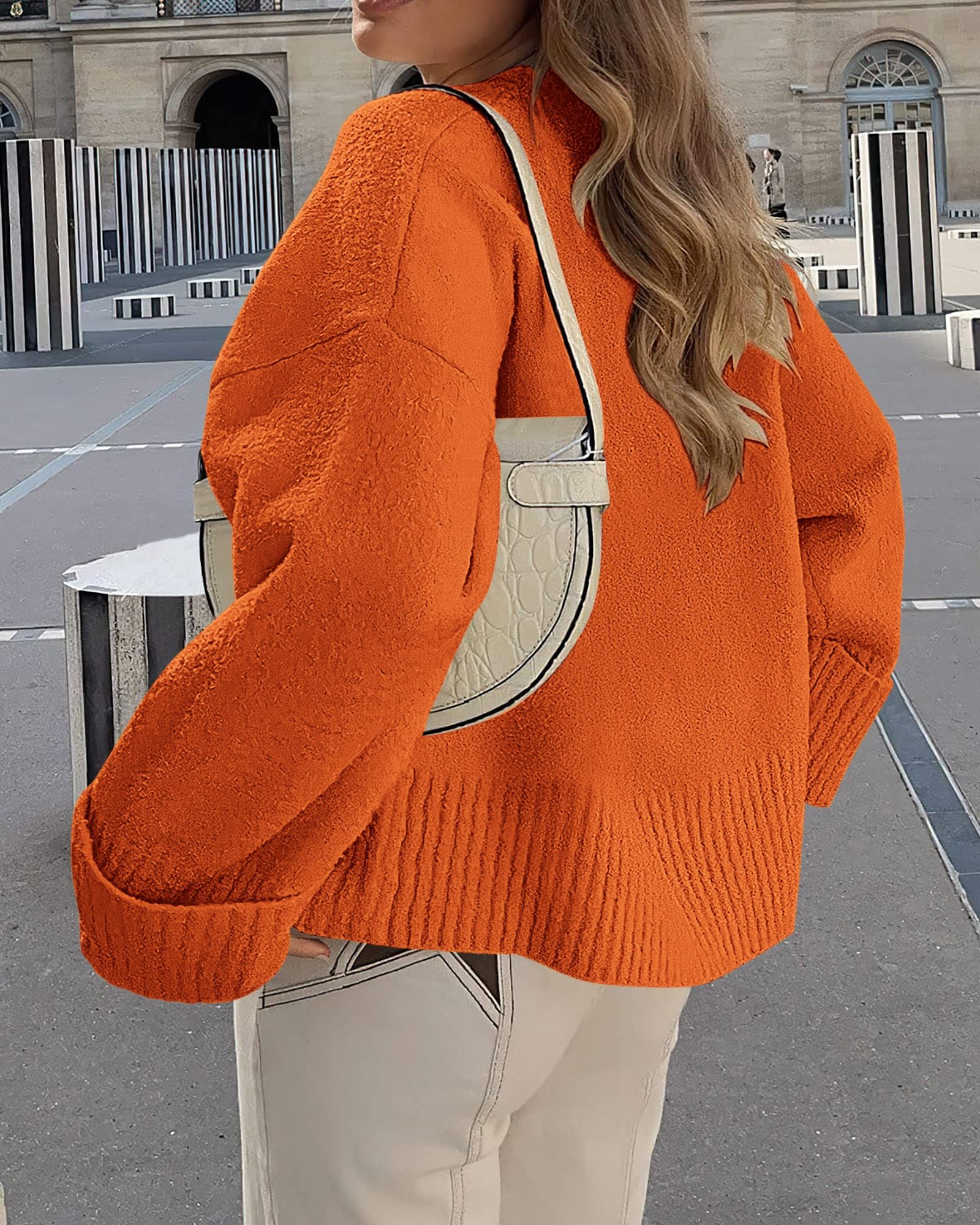 Women's Fall Fashion Cozy Oversized Sweaters(Orange,XS)