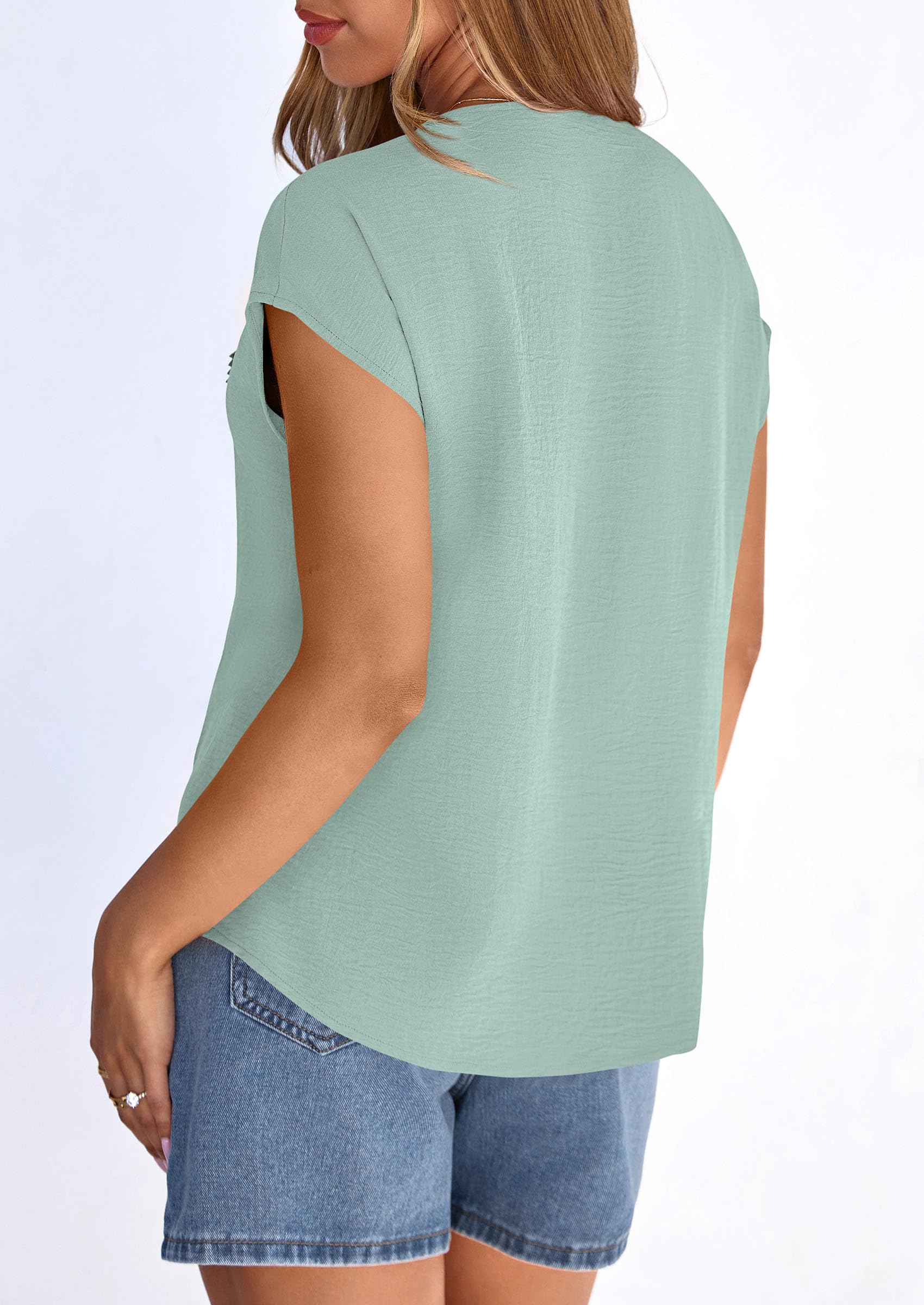 Women's Summer Tops Dressy Casual Blouses,Light Green,S