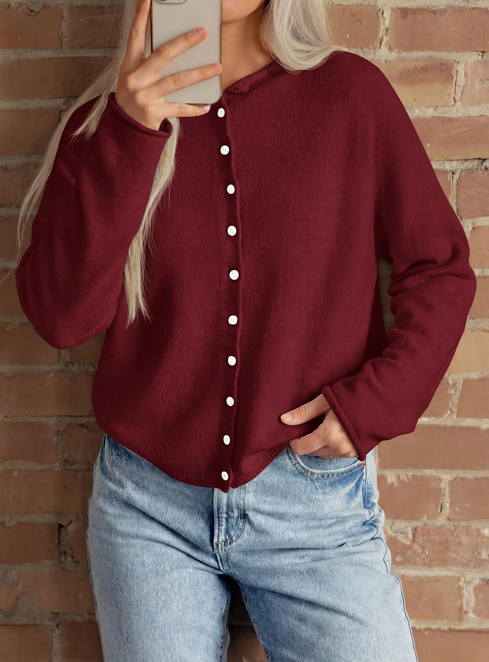 Button Up Cardigan for Women Knit Oversized Fall Sweaters