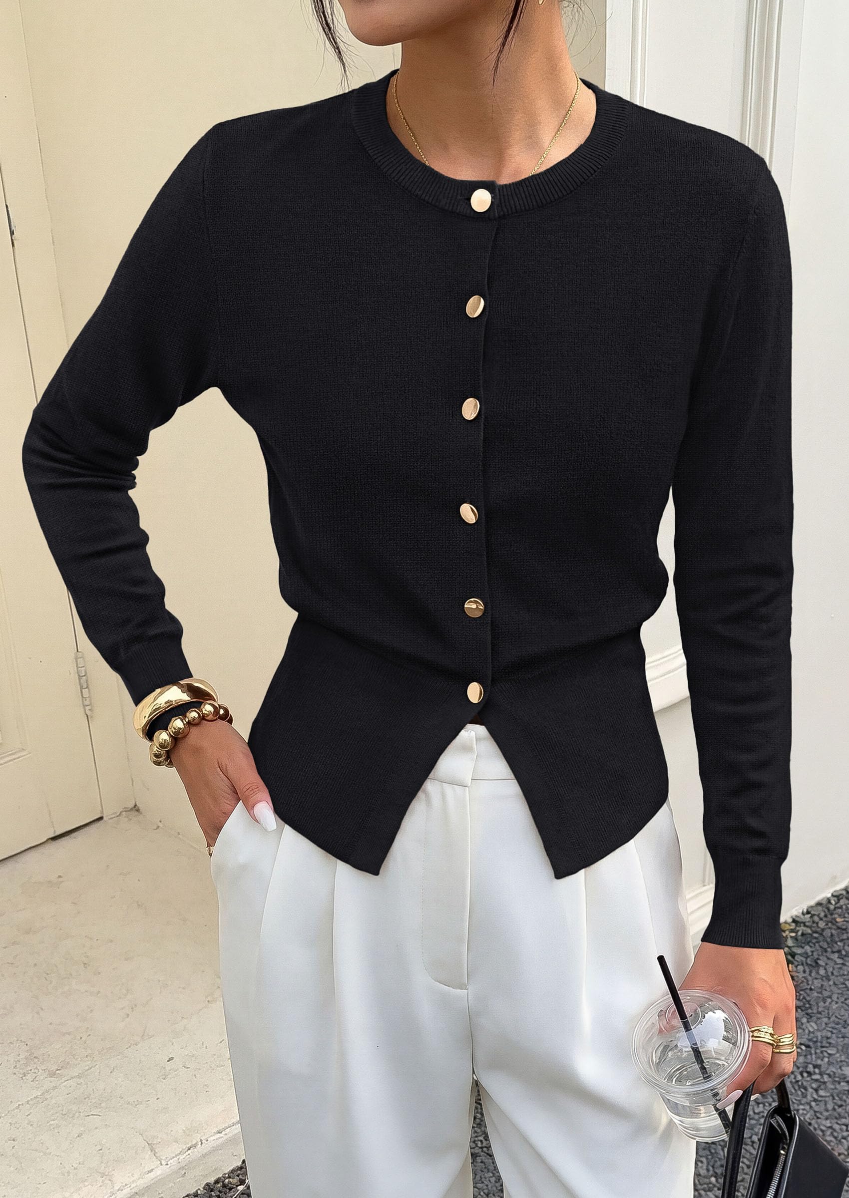 Womens Fall Fashion Knit Cardigan Sweaters Cinched Waist Tops