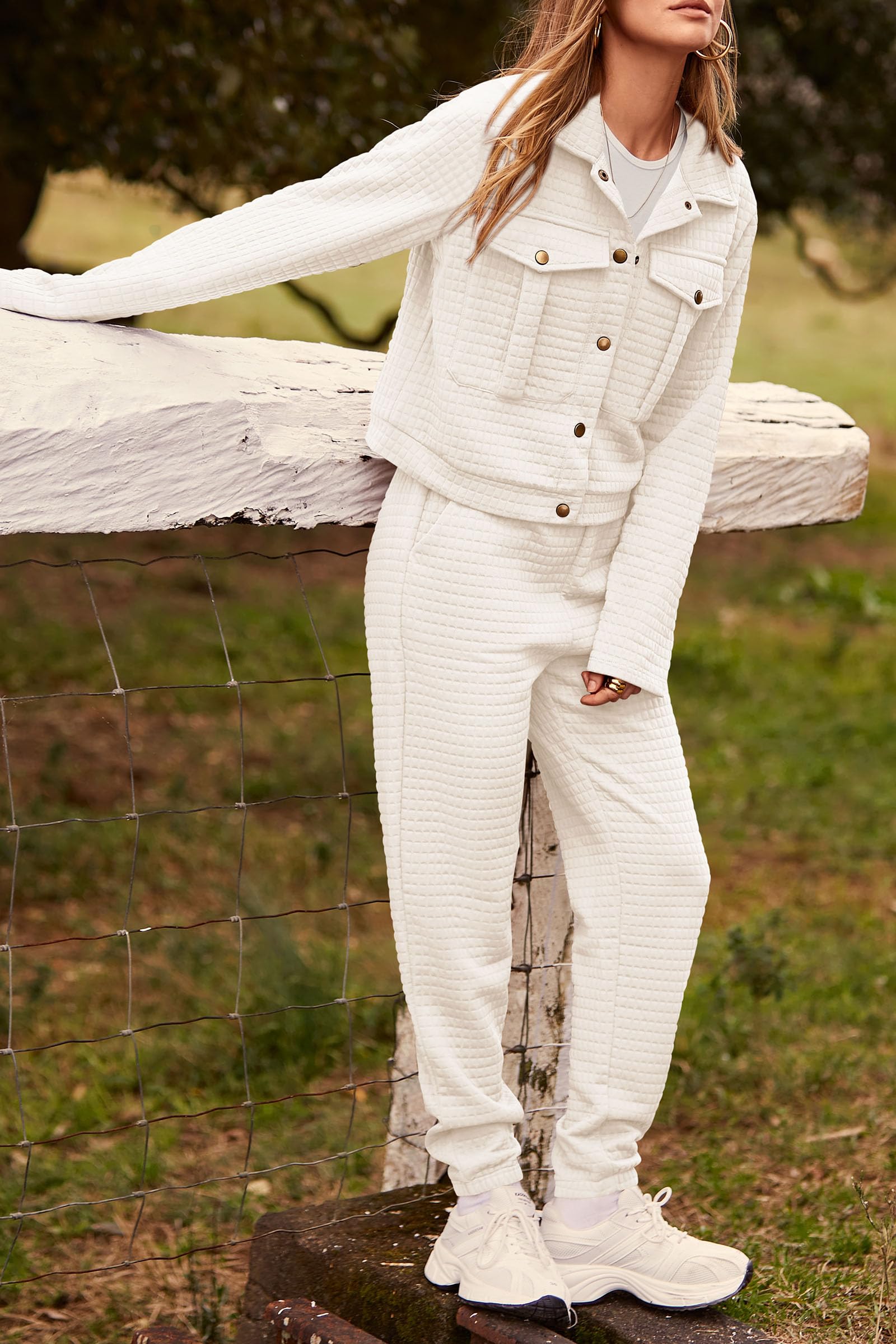 Women's 2 Piece Matching Lounge Sets Tracksuit,Beige,S