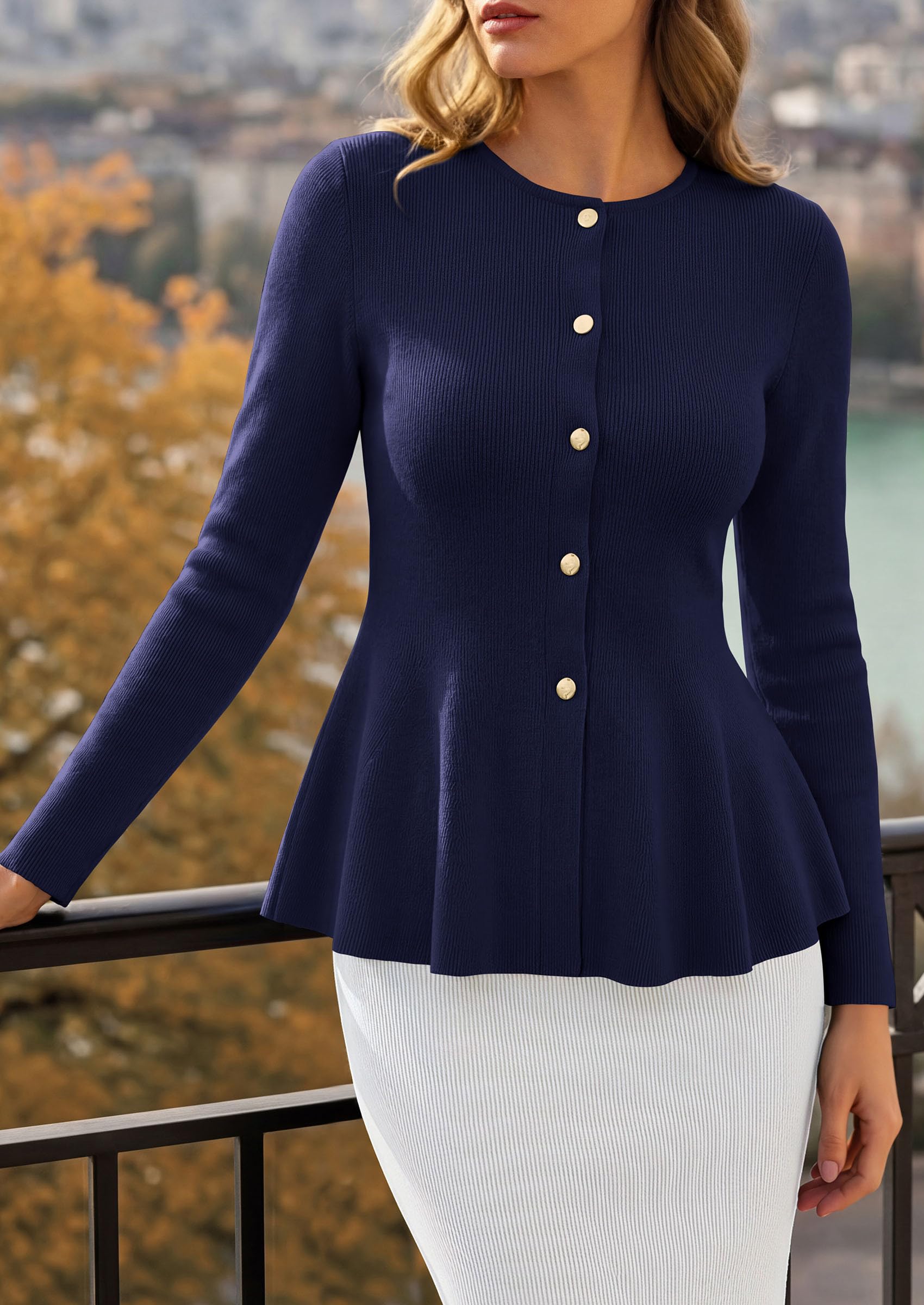 Women's Fall Lightweight Cardigan Sweaters, Navy Blue,S