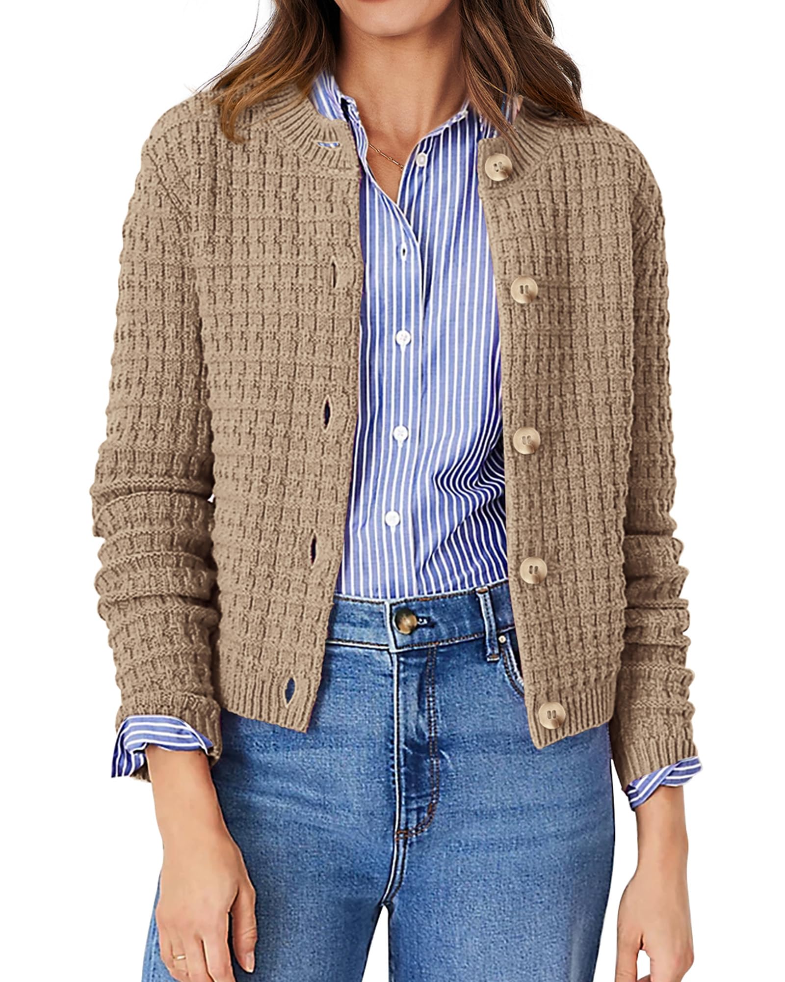 Women's Fall Lightweight Cardigan Sweaters Camel