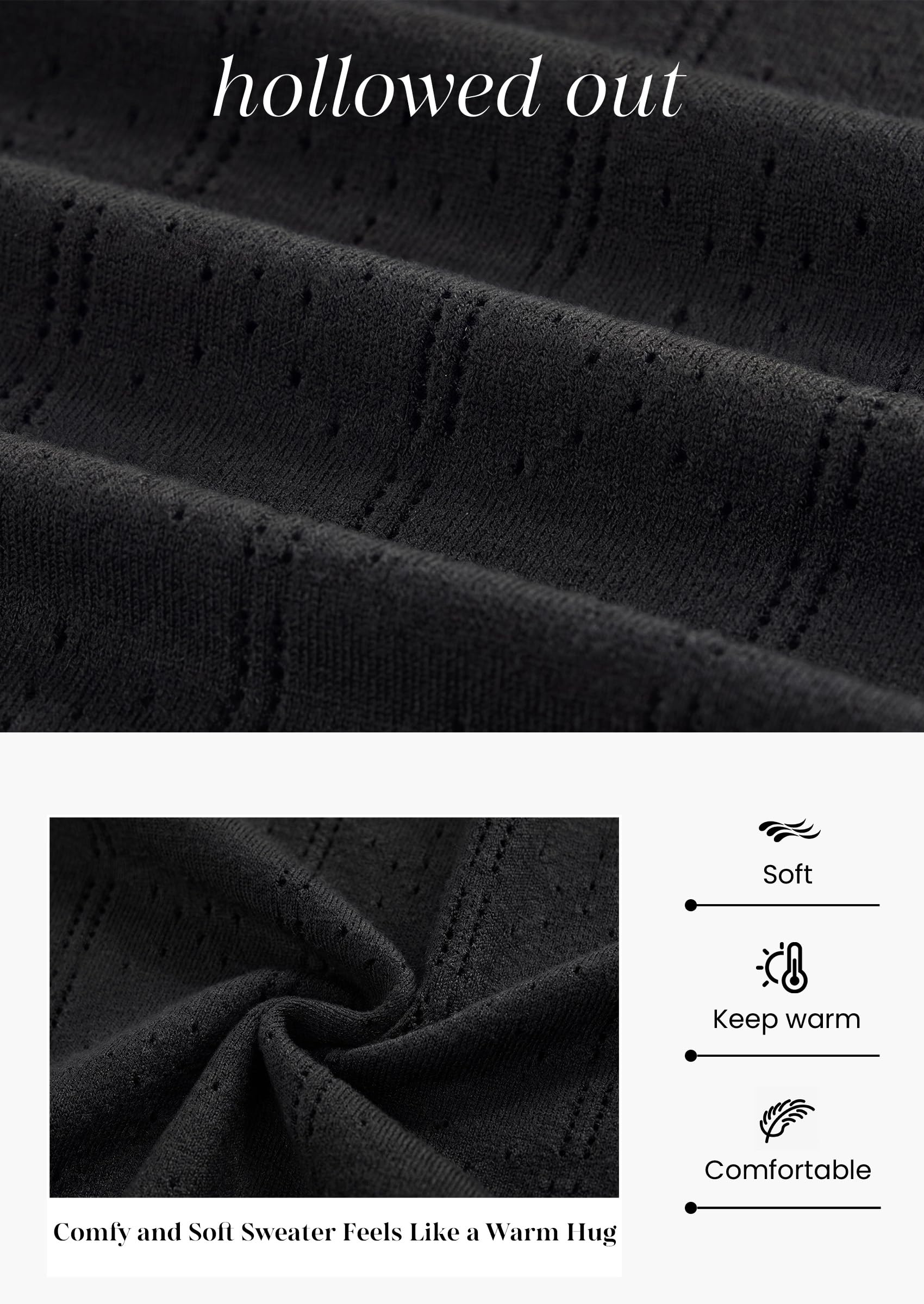 Women Fall Fashion Hollow Out Holiday Sweaters Black,S