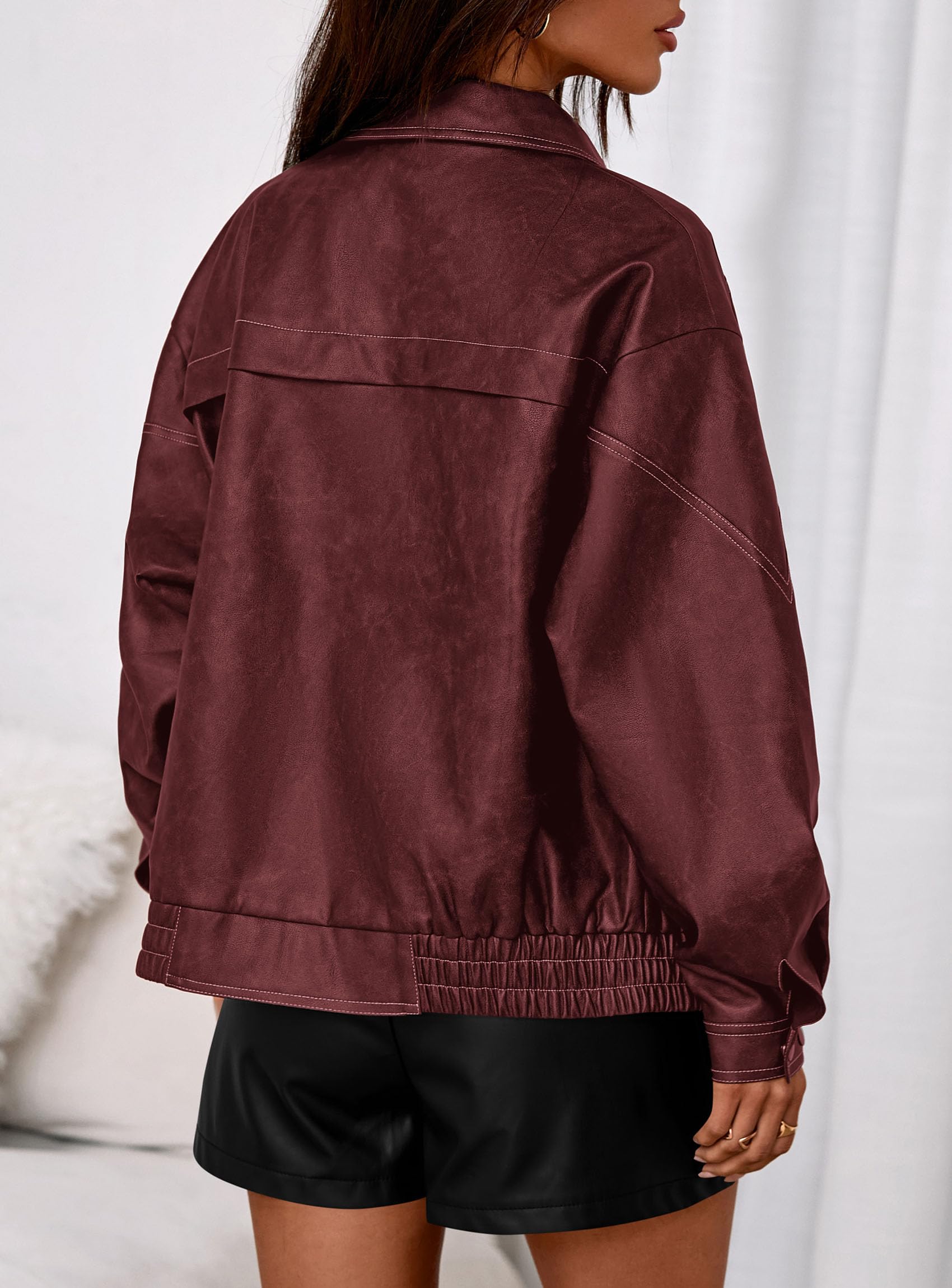Womens Oversized Faux Leather Jacket Fall Winter Outfits