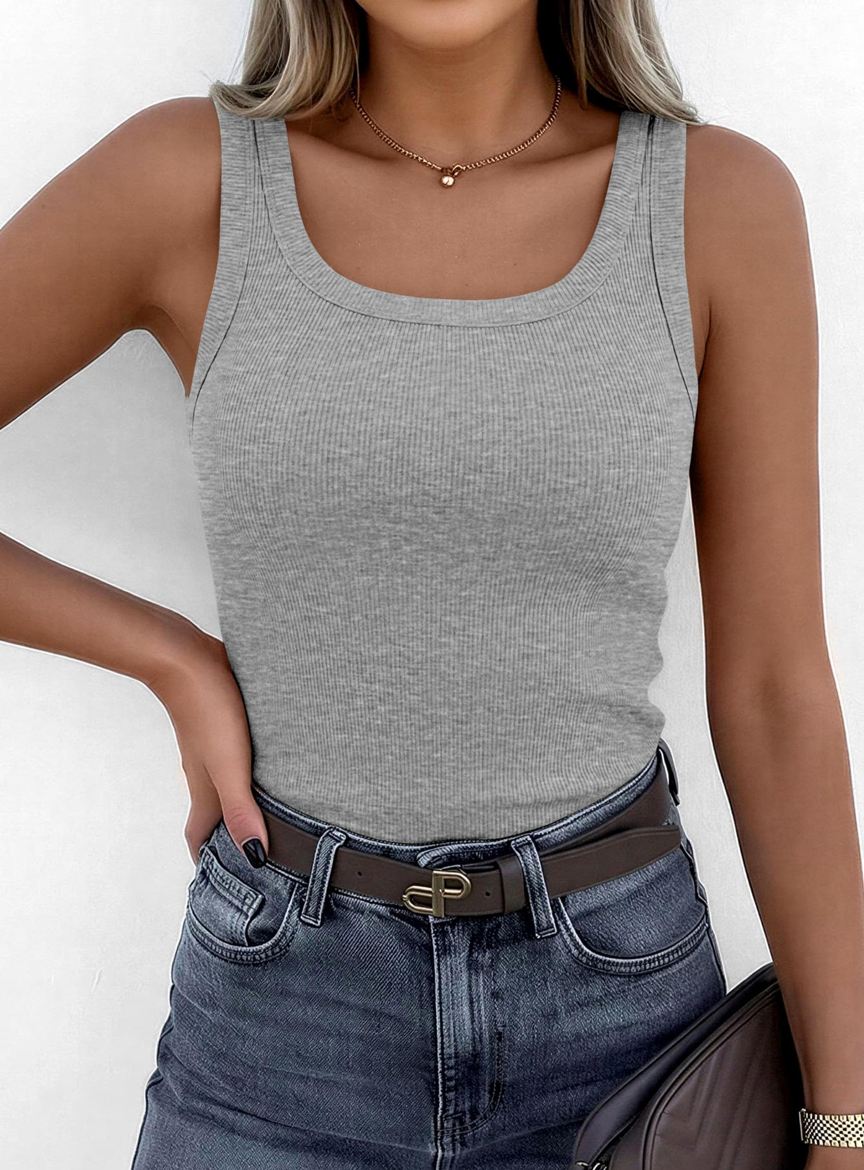 Tank Tops for Women Summer Sleeveless Tops,Grey,XS