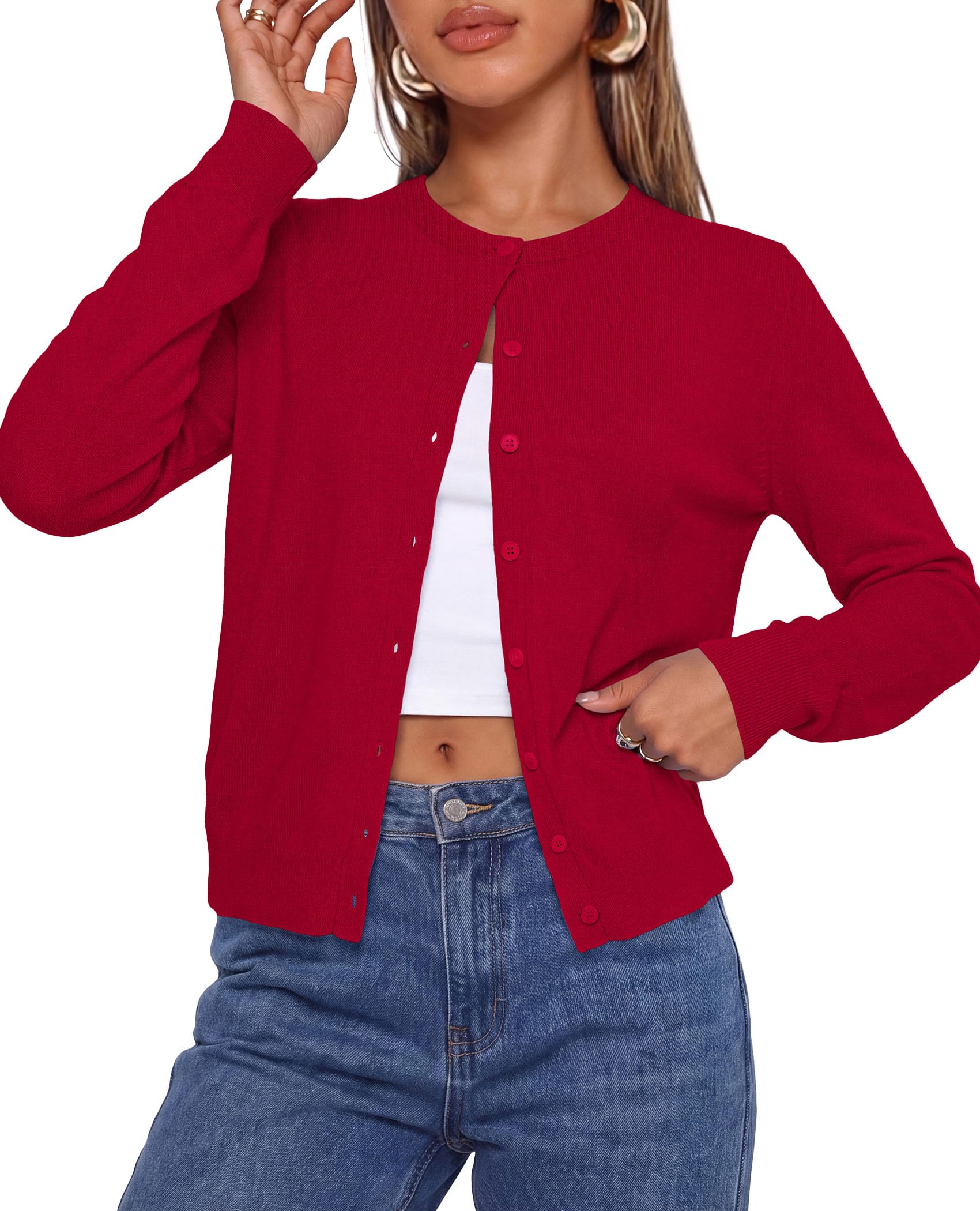 Lightweight Cardigans for Women Knit Button Up Fall Sweaters