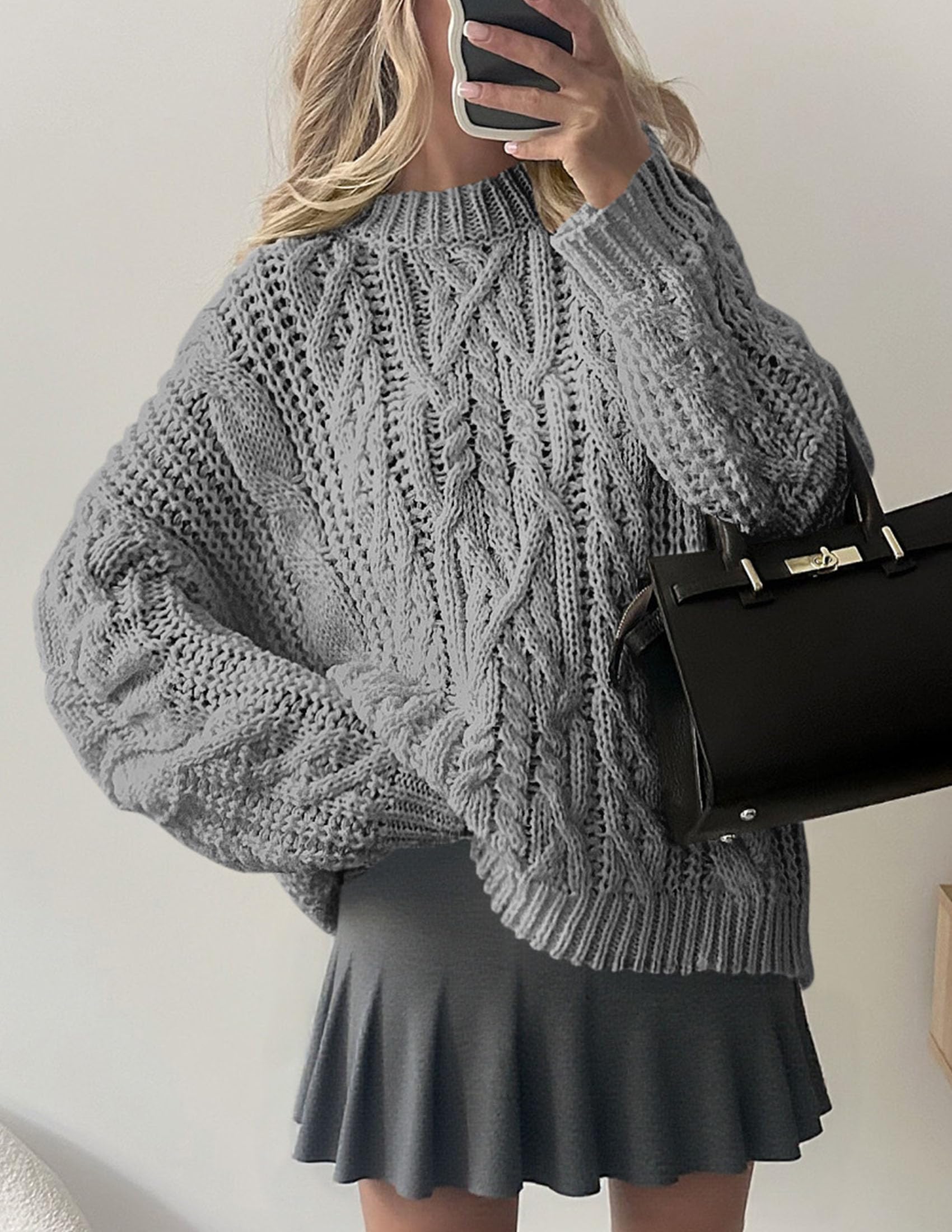 Womens Oversized Fall Sweaters Chunky Cable Knit Pullover Tops