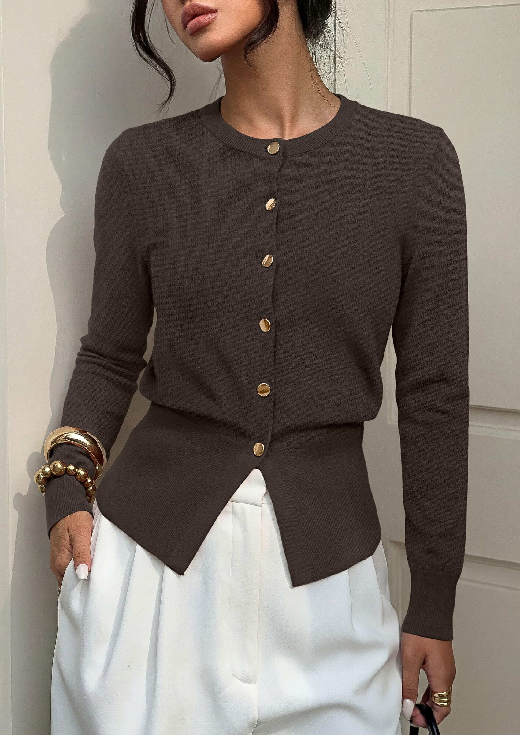 Womens Fall Fashion Knit Cardigan Sweaters Cinched Waist Tops