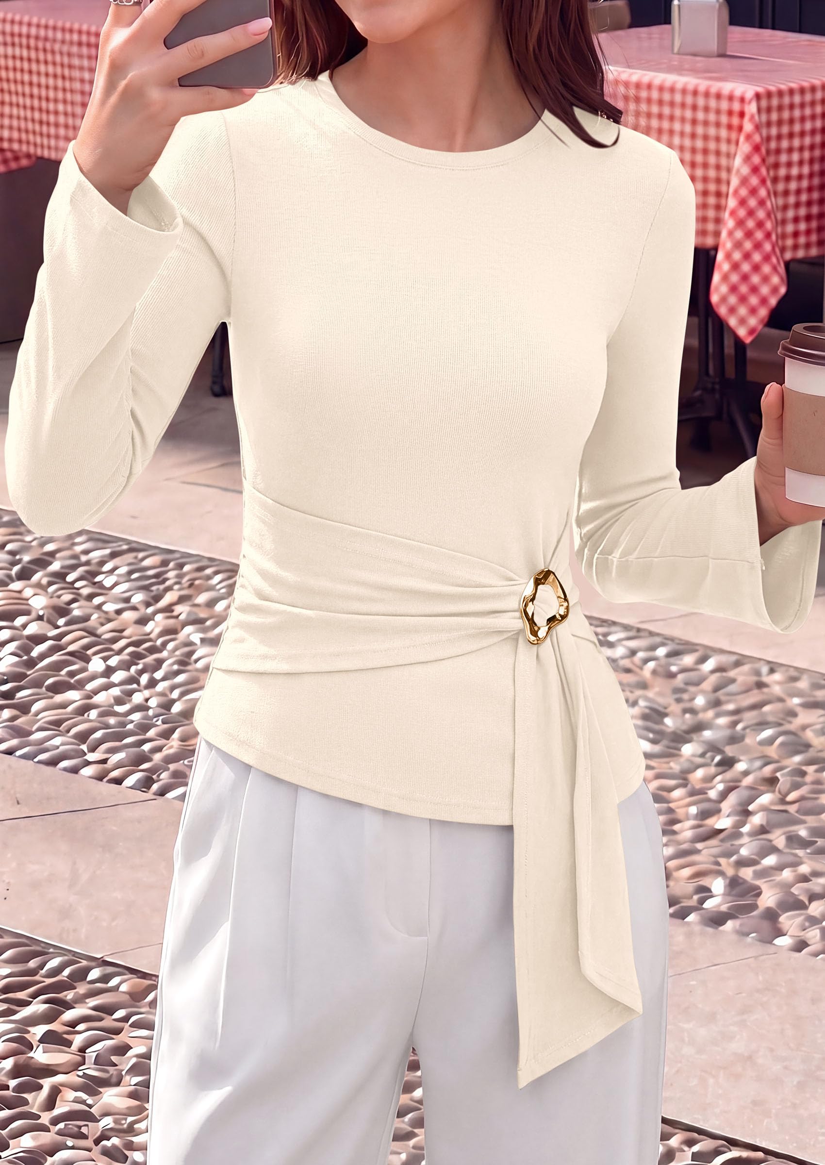 Asymmetrical Tops for Women Fall Business Casual Peplum Top