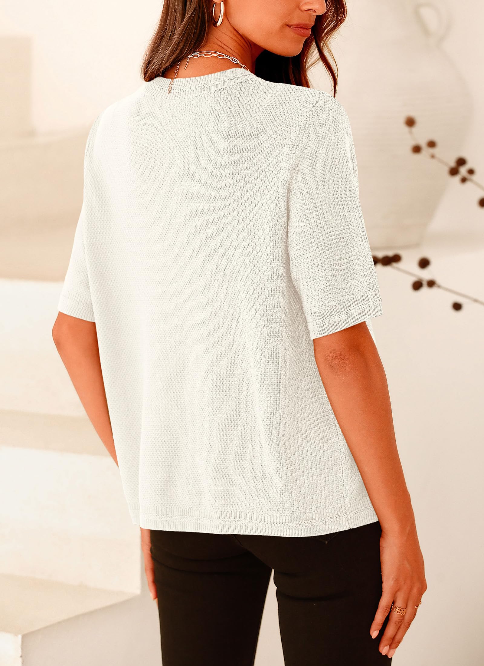 Women's Summer Casual Button Down Shirts White,Small