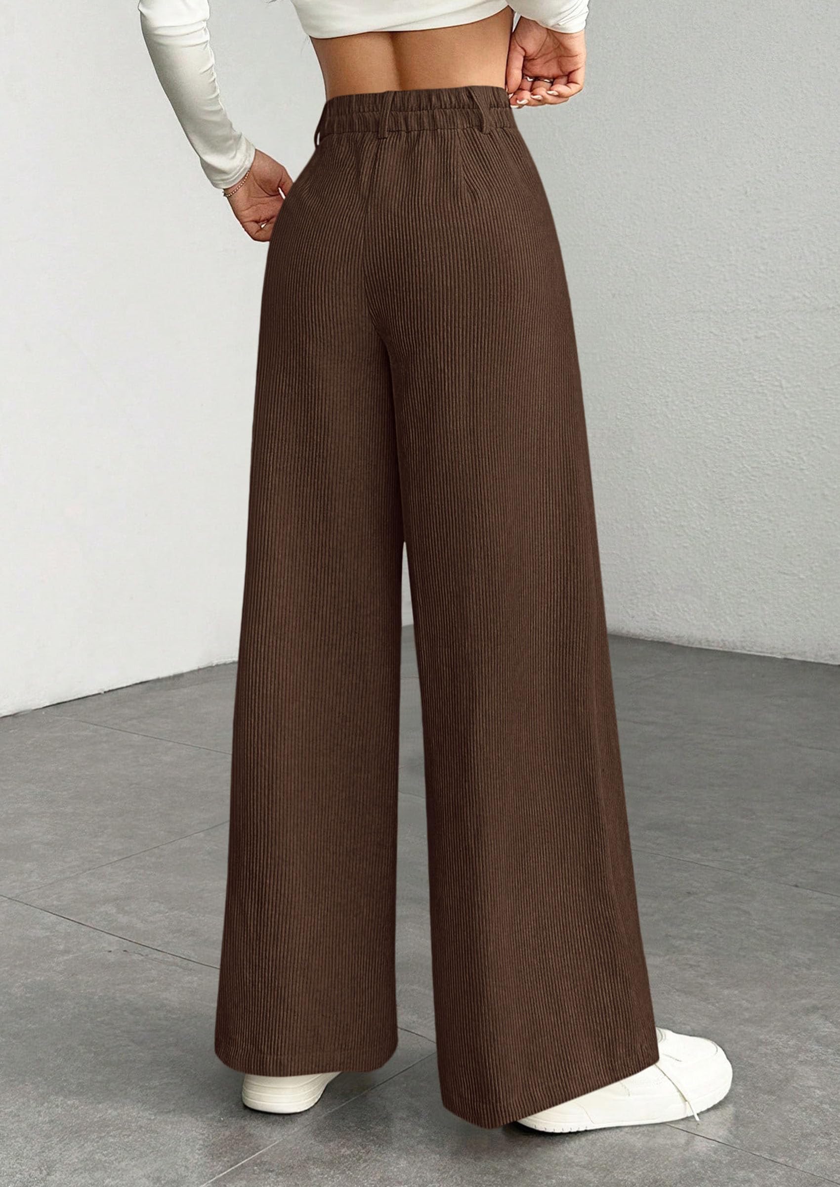 Women's High Waisted Corduroy Pants Casual,Coffee,S