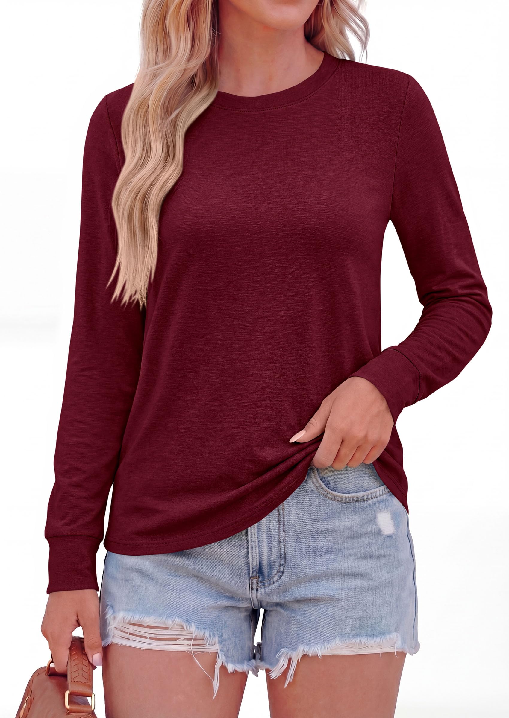 Long Sleeve Tshirts Shirts for Women Basic Casual Fall Tops