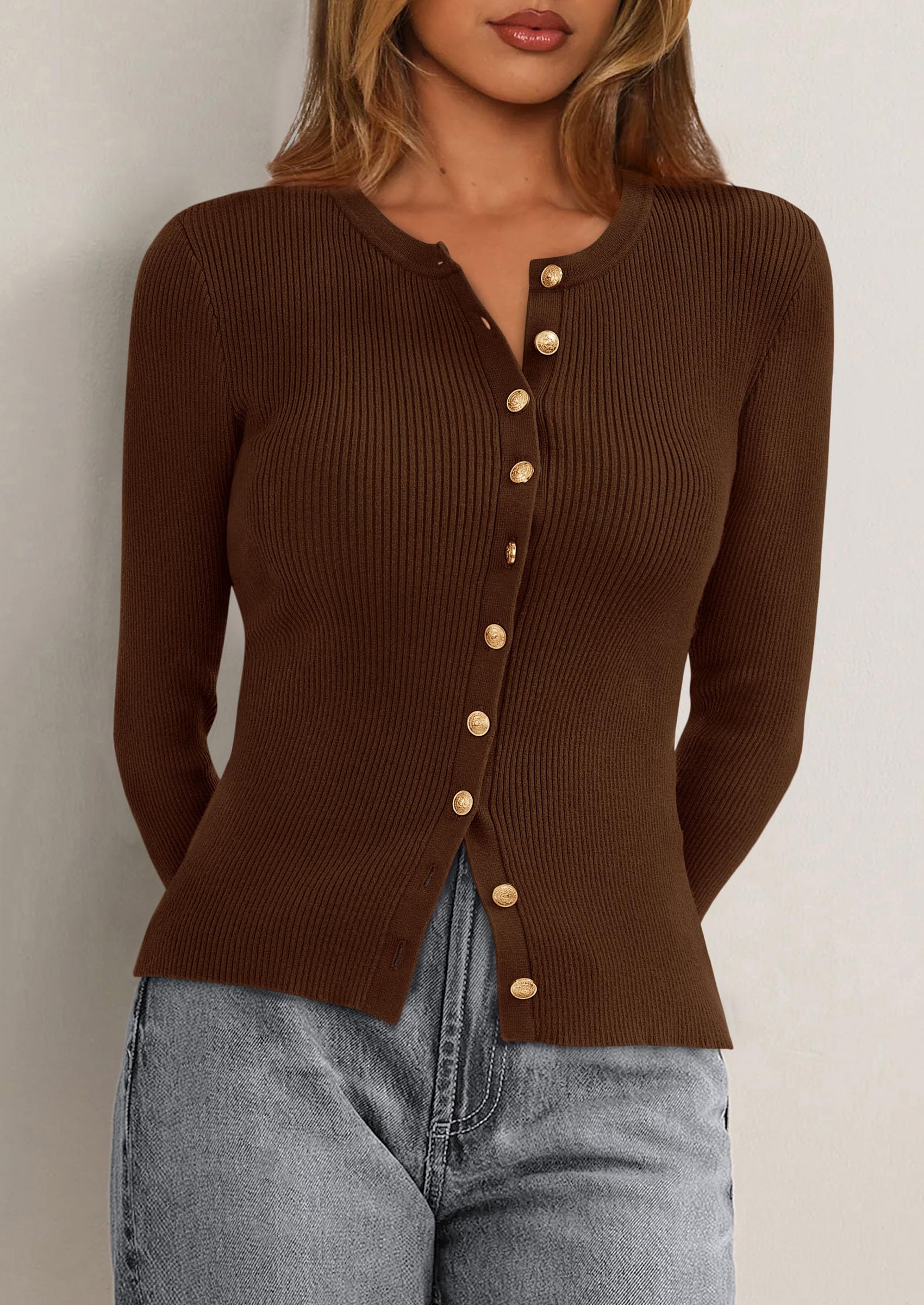Women's Fall Lightweight Cardigan Sweaters,Light Brown,S