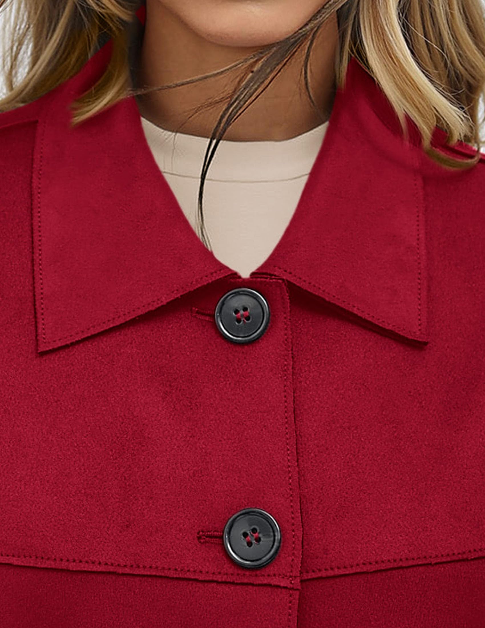 Women's Faux Suede Shacket Jackets Lightweight Cropped Coats