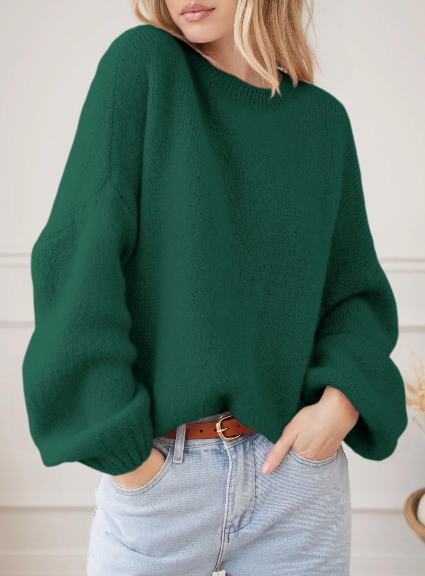 Women's Fall Oversized Holiday Sweaters (Dark Green,S)