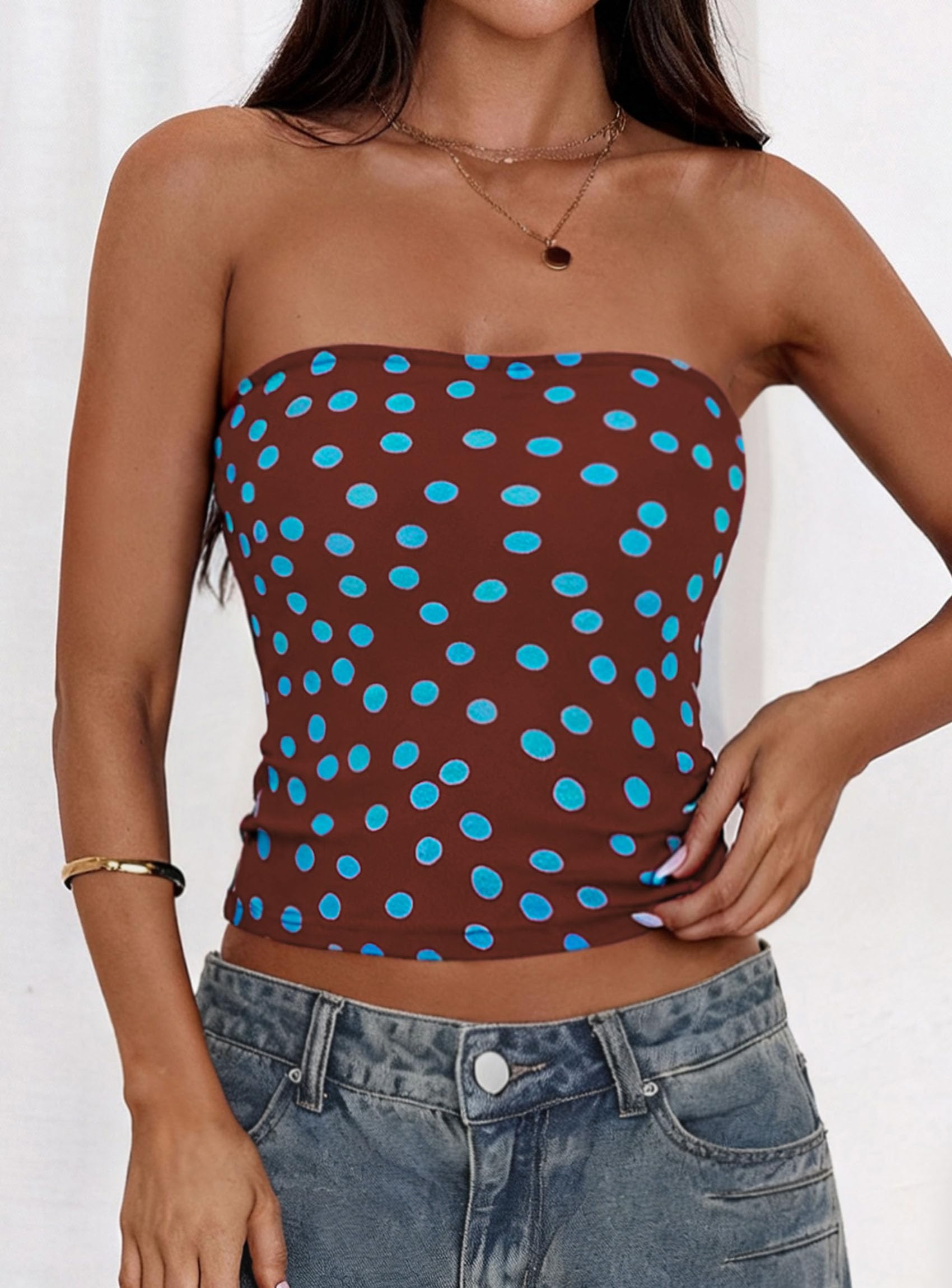 Tube Tops for Women Summer Floral Going Out Vacation Outfits