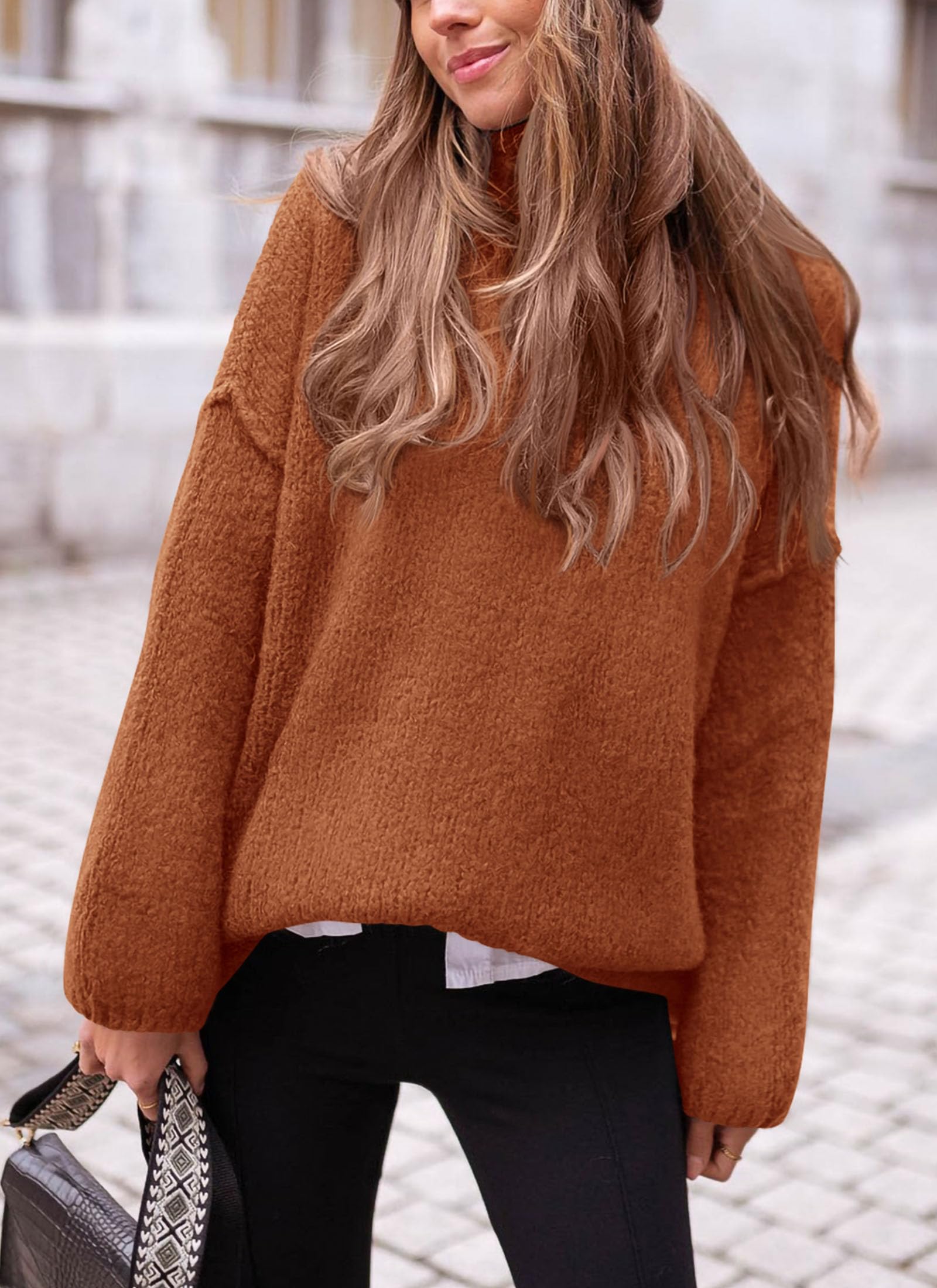Women's Cozy Chunky Knit Oversized Fall Turtleneck Sweaters