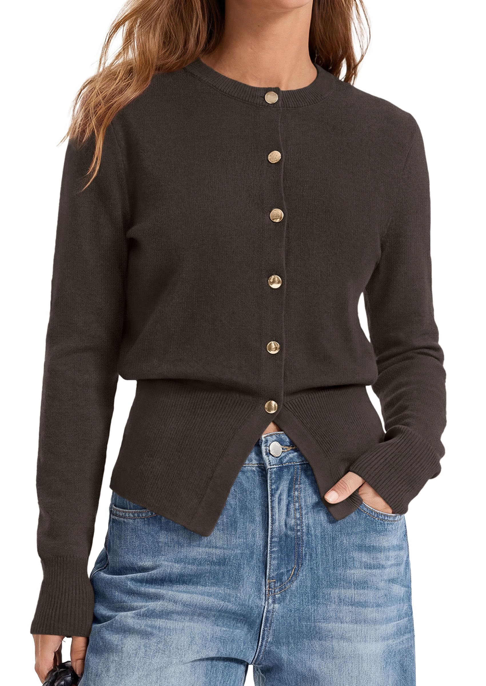 Womens Fall Fashion Knit Cardigan Sweaters Cinched Waist Tops