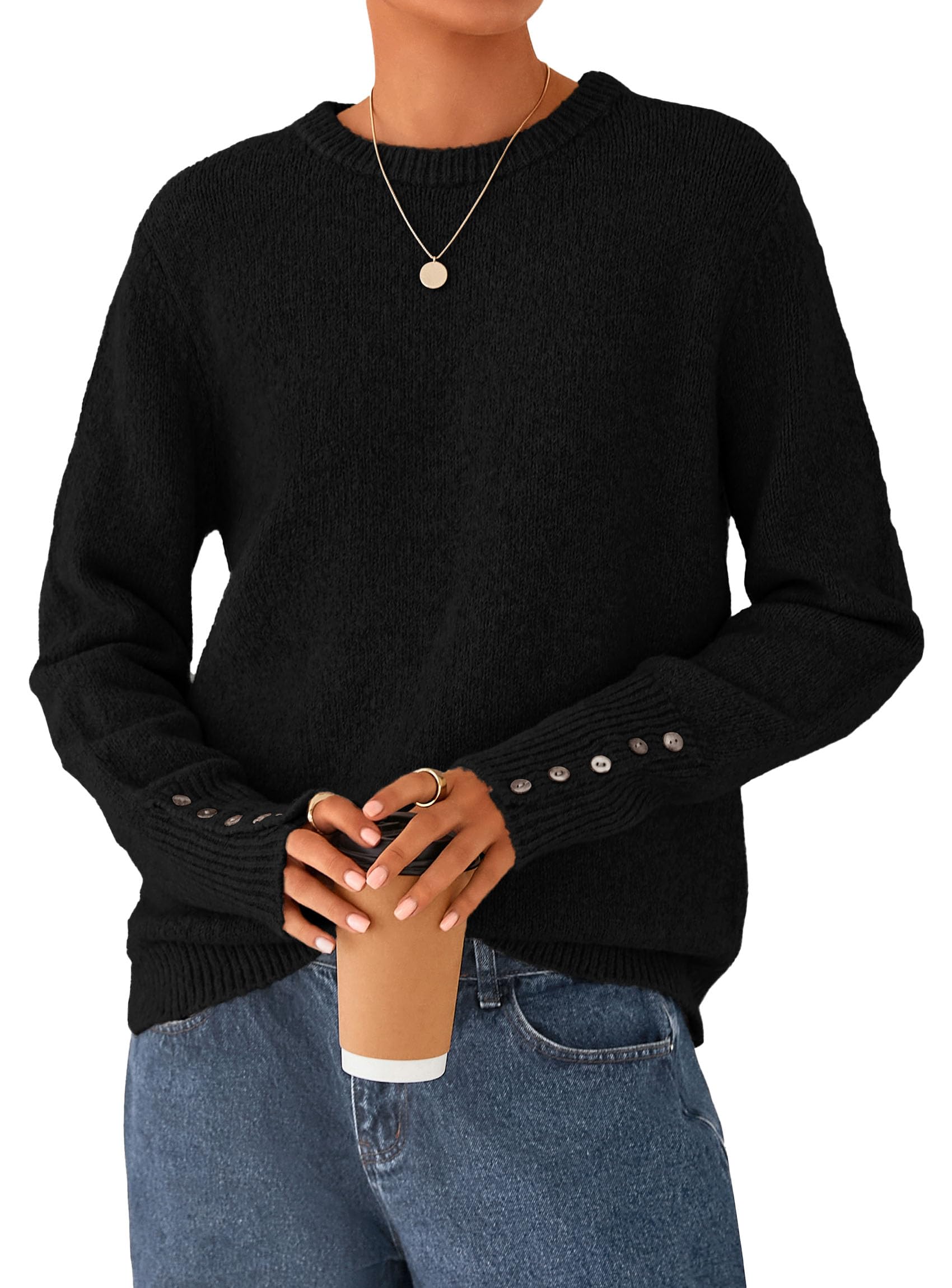 Fall Sweaters for Women Cozy Casual Pullover Ribbed Knit Tops