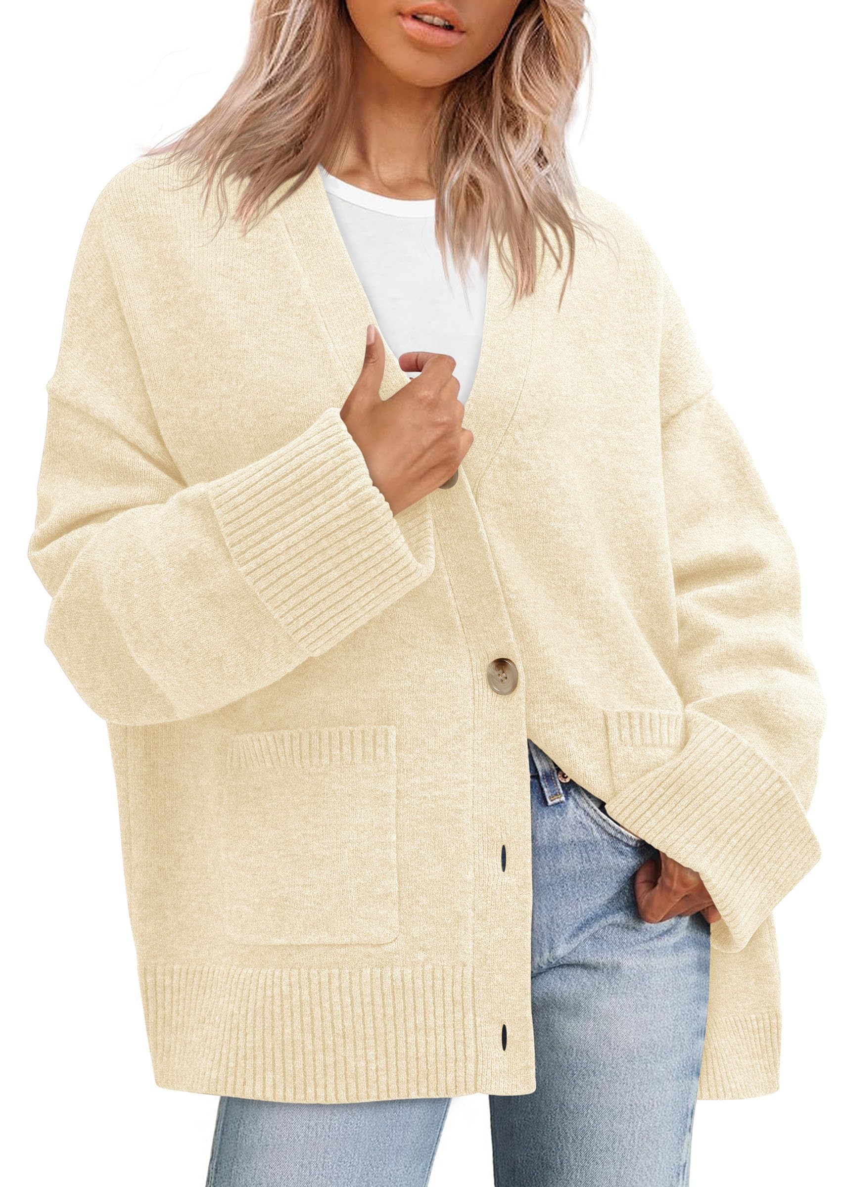 Women's Winter Oversized Cardigan Sweaters (Beige,S)