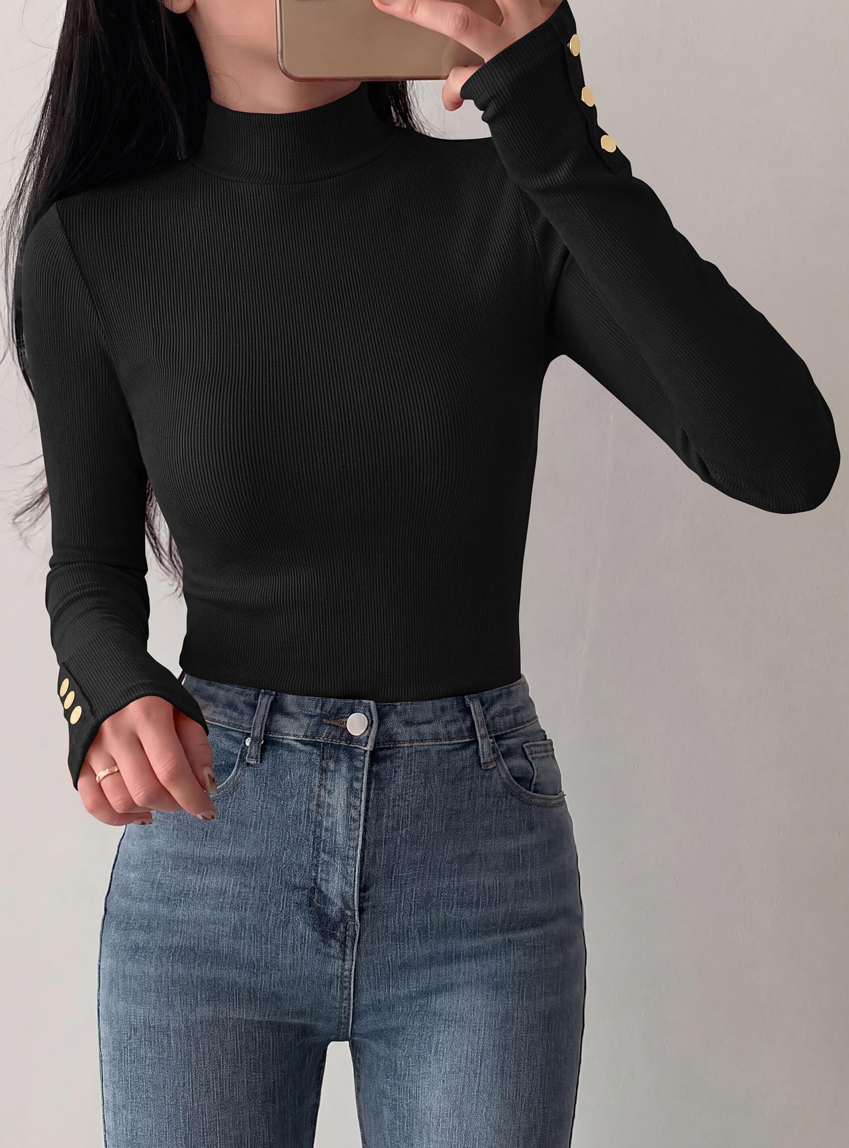 Women's Long Sleeve Shirts Fall Going Out Tops,Black,XS