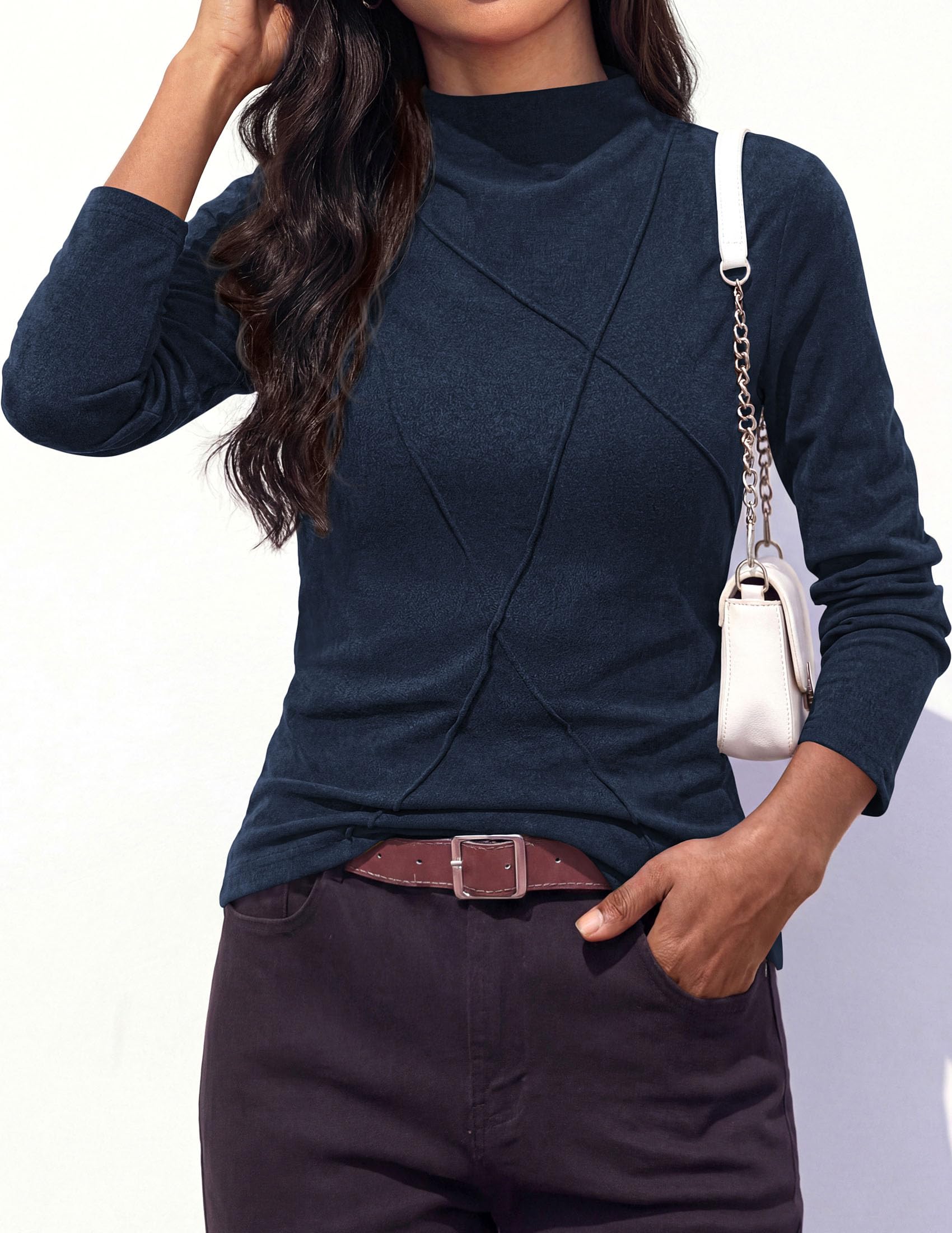 Women's Mock Neck Long Sleeve Shirts Underscrub Fall Tops