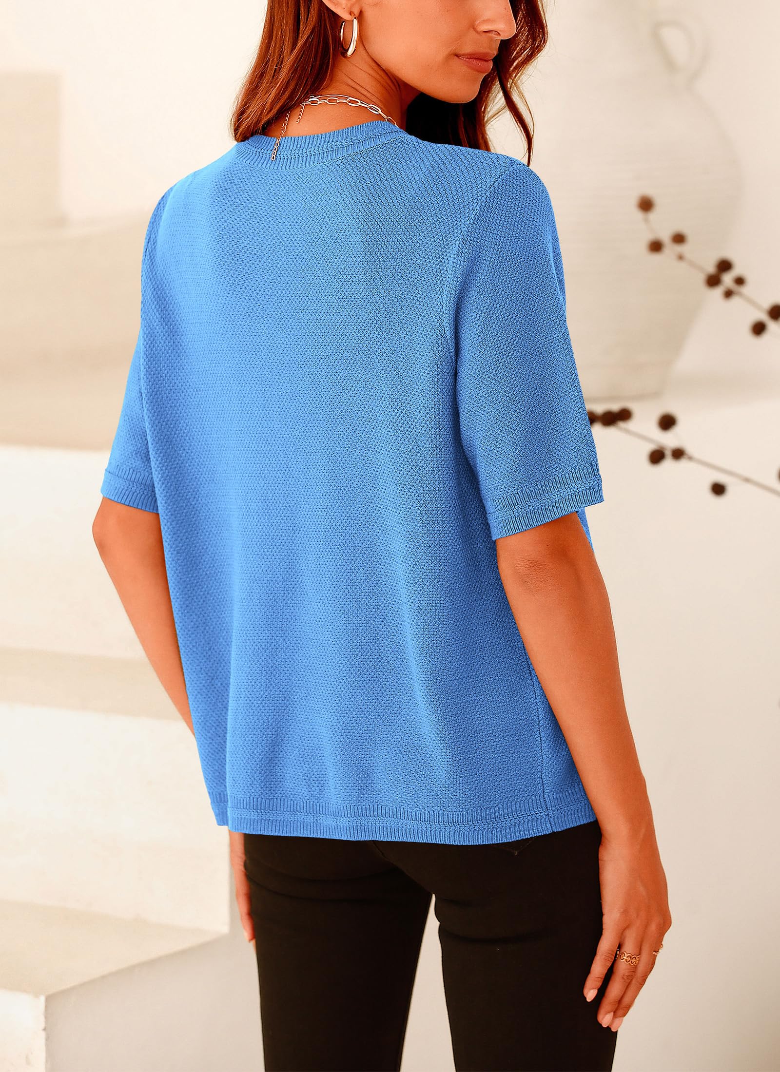 Women's Summer Casual Button Down Shirts Blue,Small