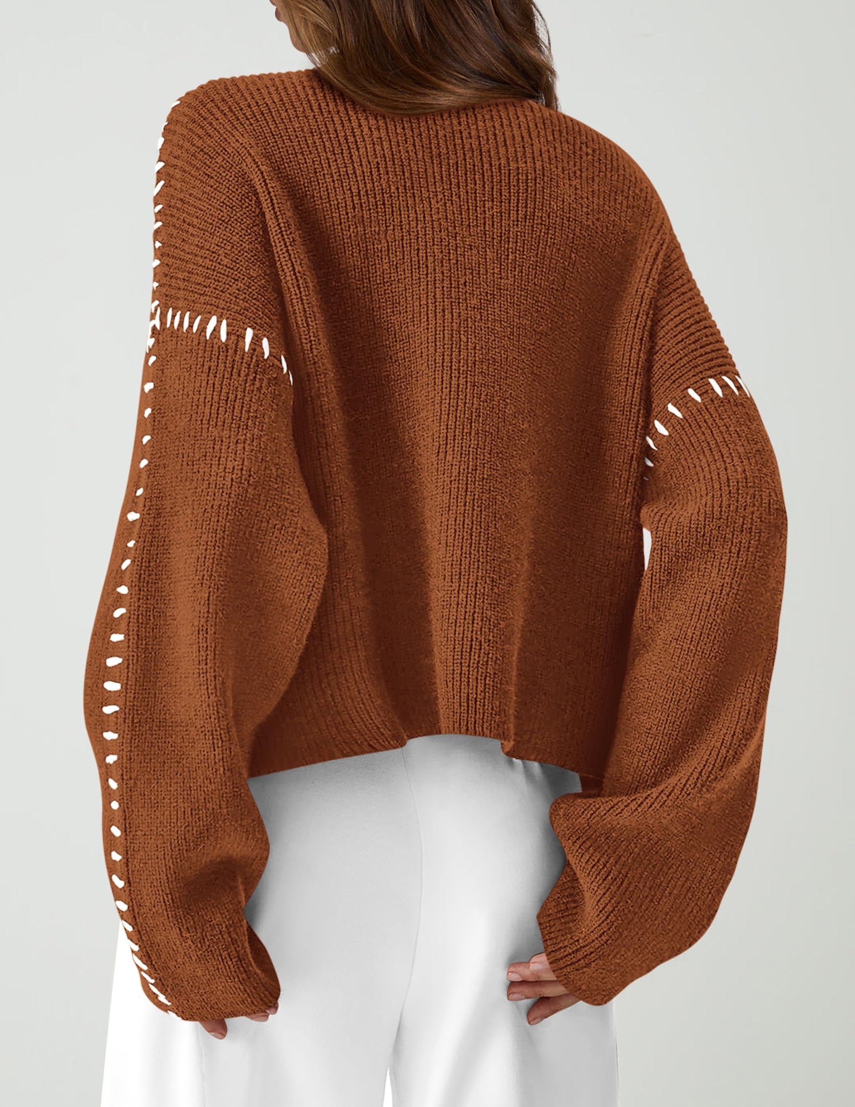 Womens Chunky Knit Oversized Pullover Sweaters,Caramel,S