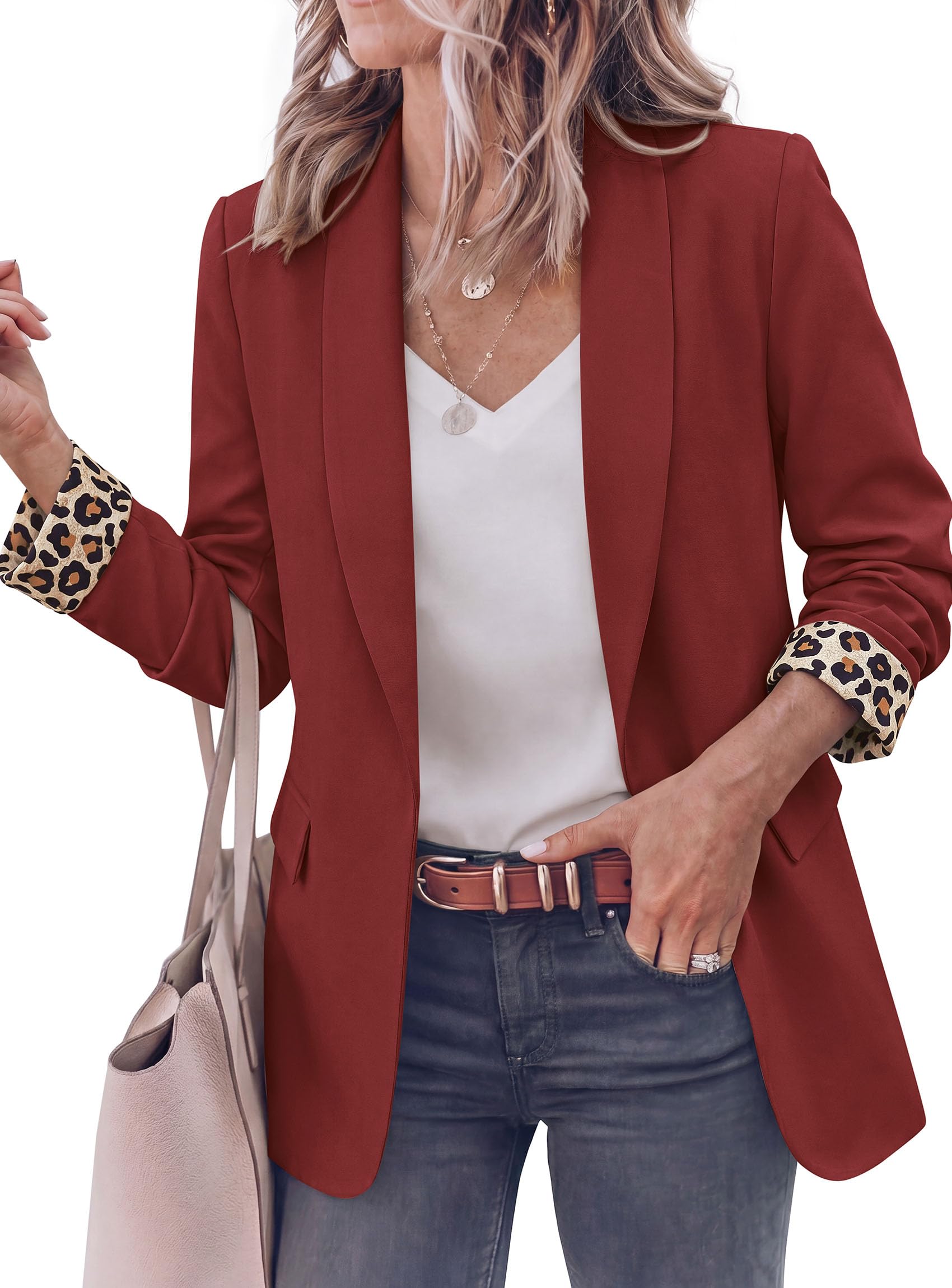 Blazers for Women Business Casual Open Front Lapel Suit Jacket