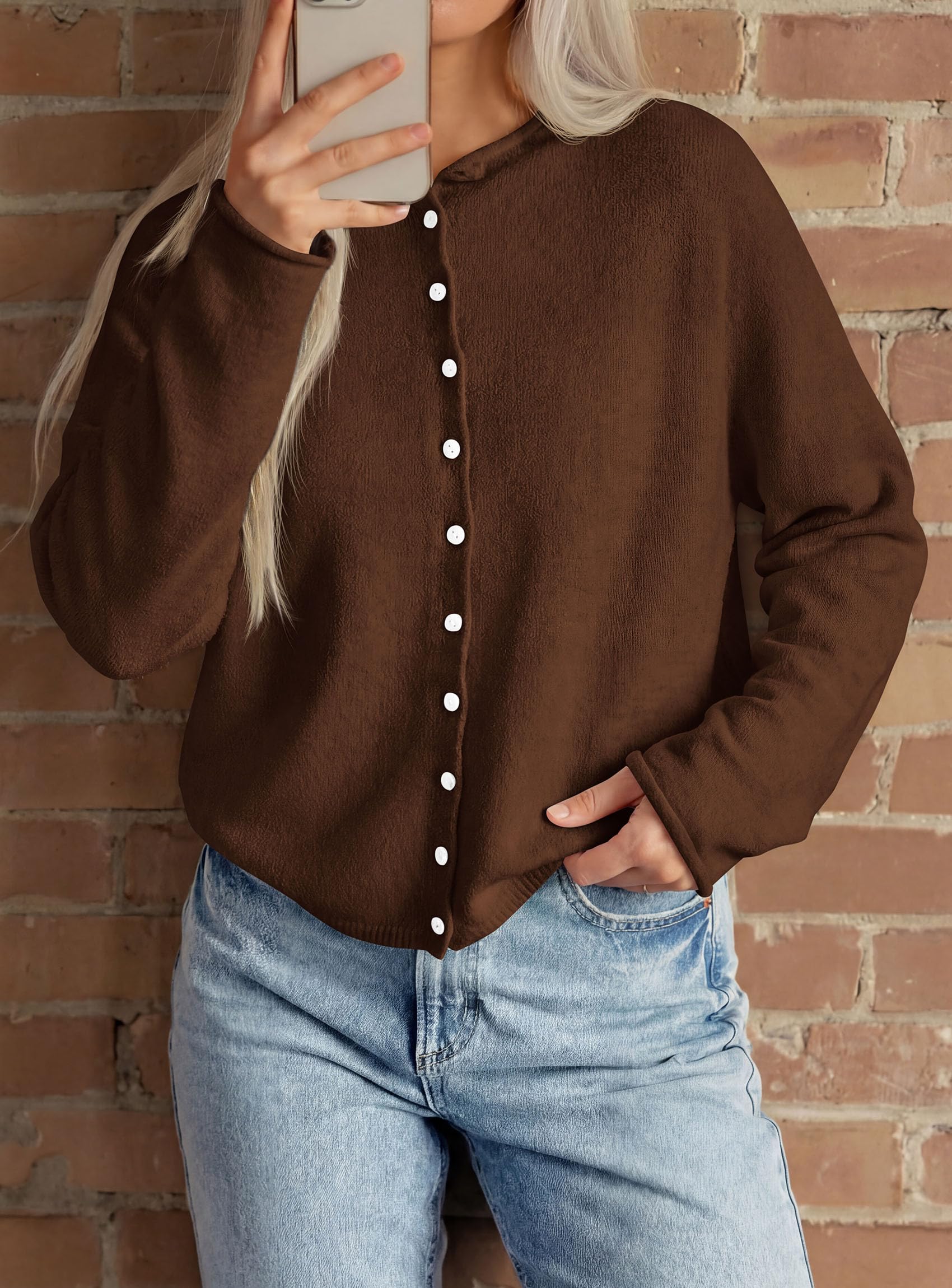 Button Up Cardigan for Women Knit Oversized Fall Sweaters
