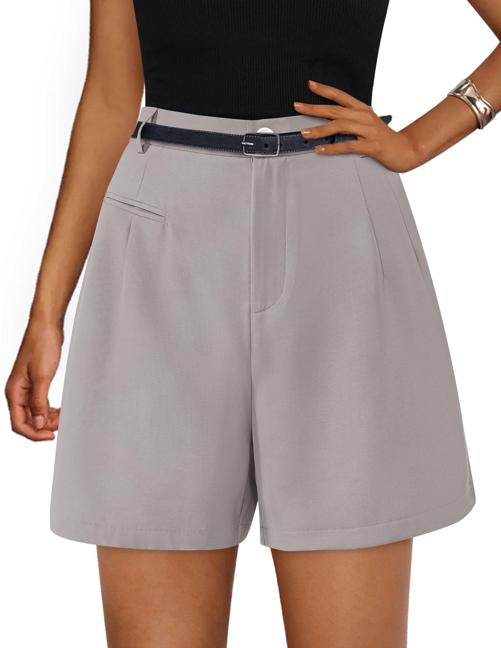 Women's Summer Shorts Business Casual Outfits,Light Grey,S