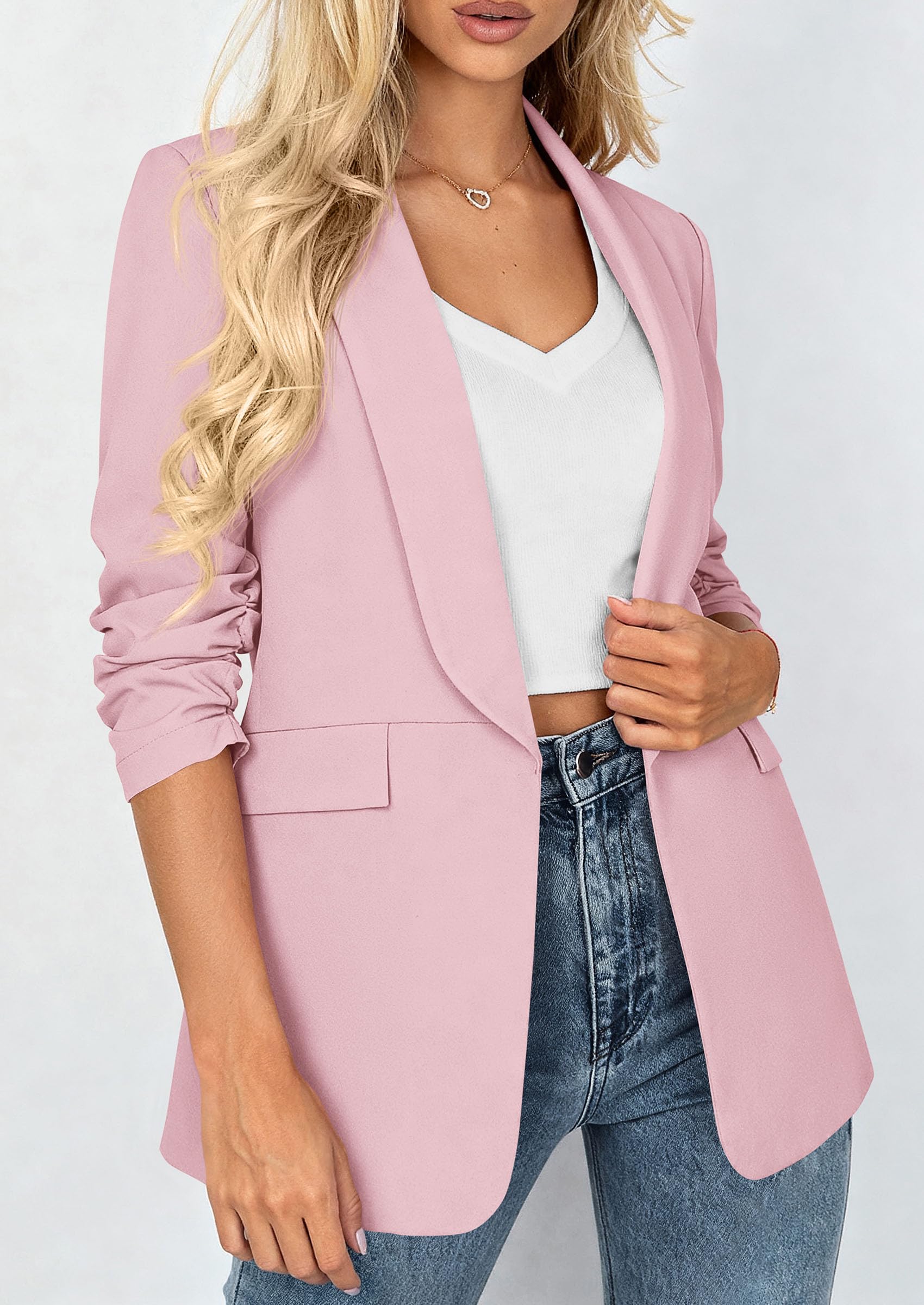 Women's Summer Blazers Business Casual Outfits Pink,XS